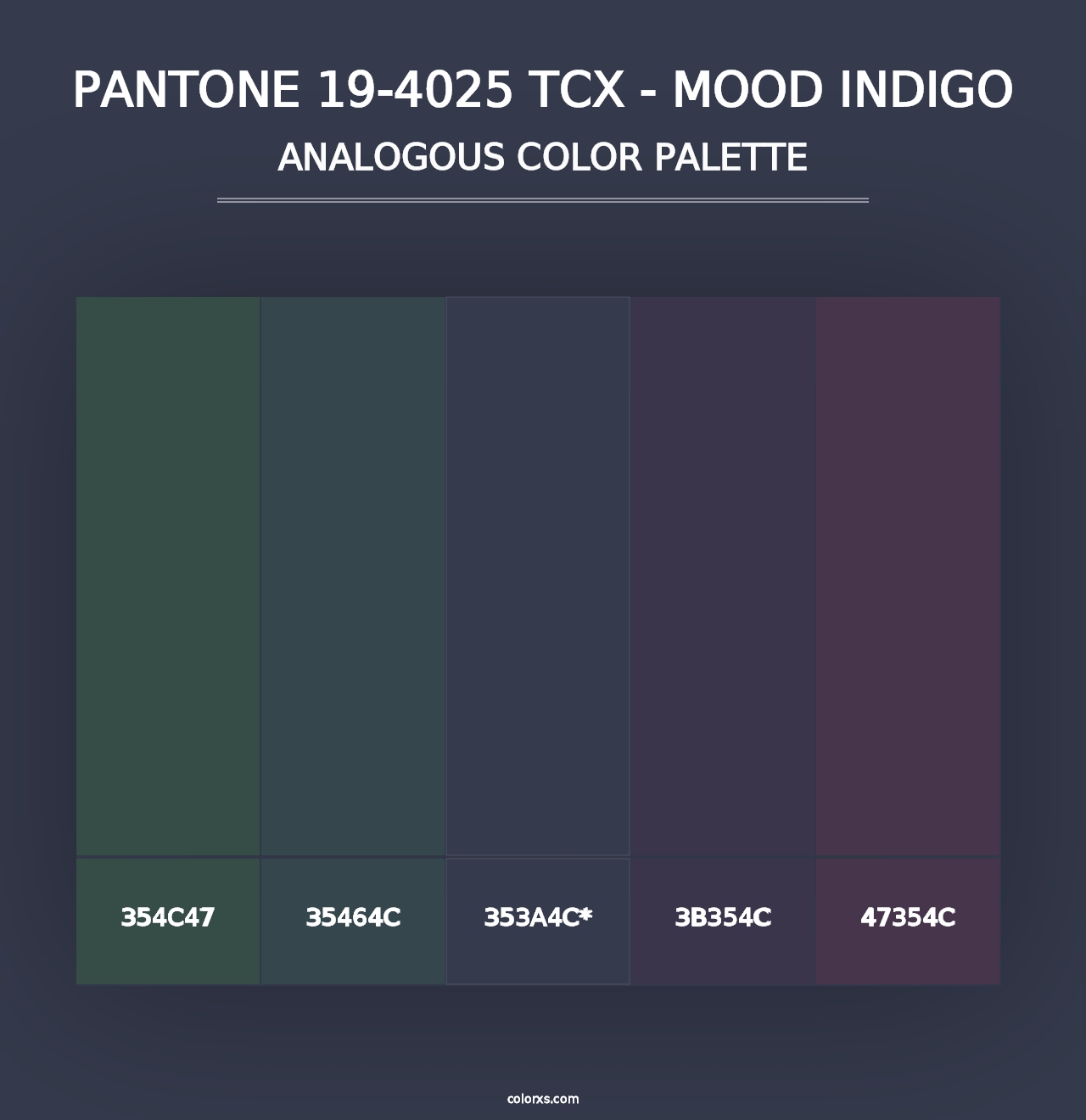 PANTONE 19-4025 TCX - Mood Indigo - Analogous Color Palette