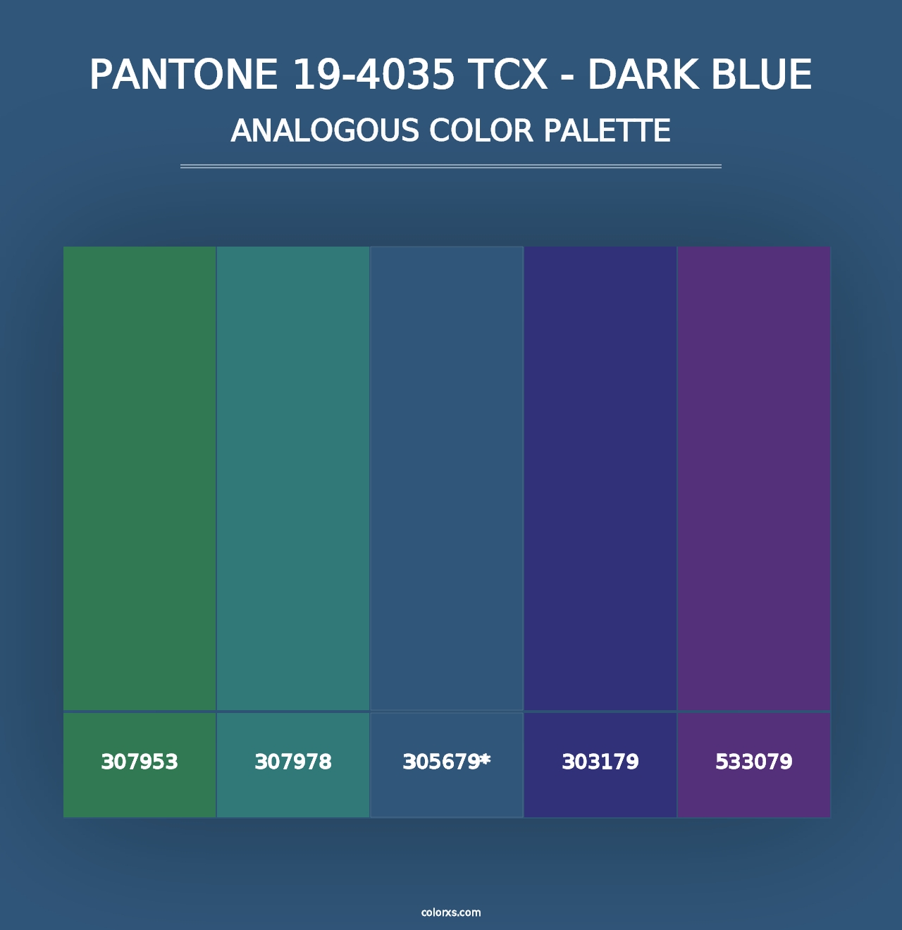 PANTONE 19-4035 TCX - Dark Blue - Analogous Color Palette