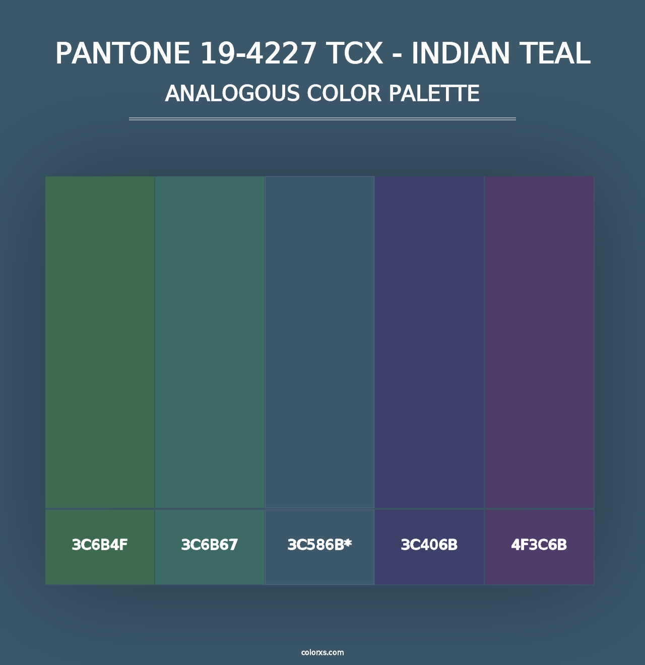 PANTONE 19-4227 TCX - Indian Teal - Analogous Color Palette