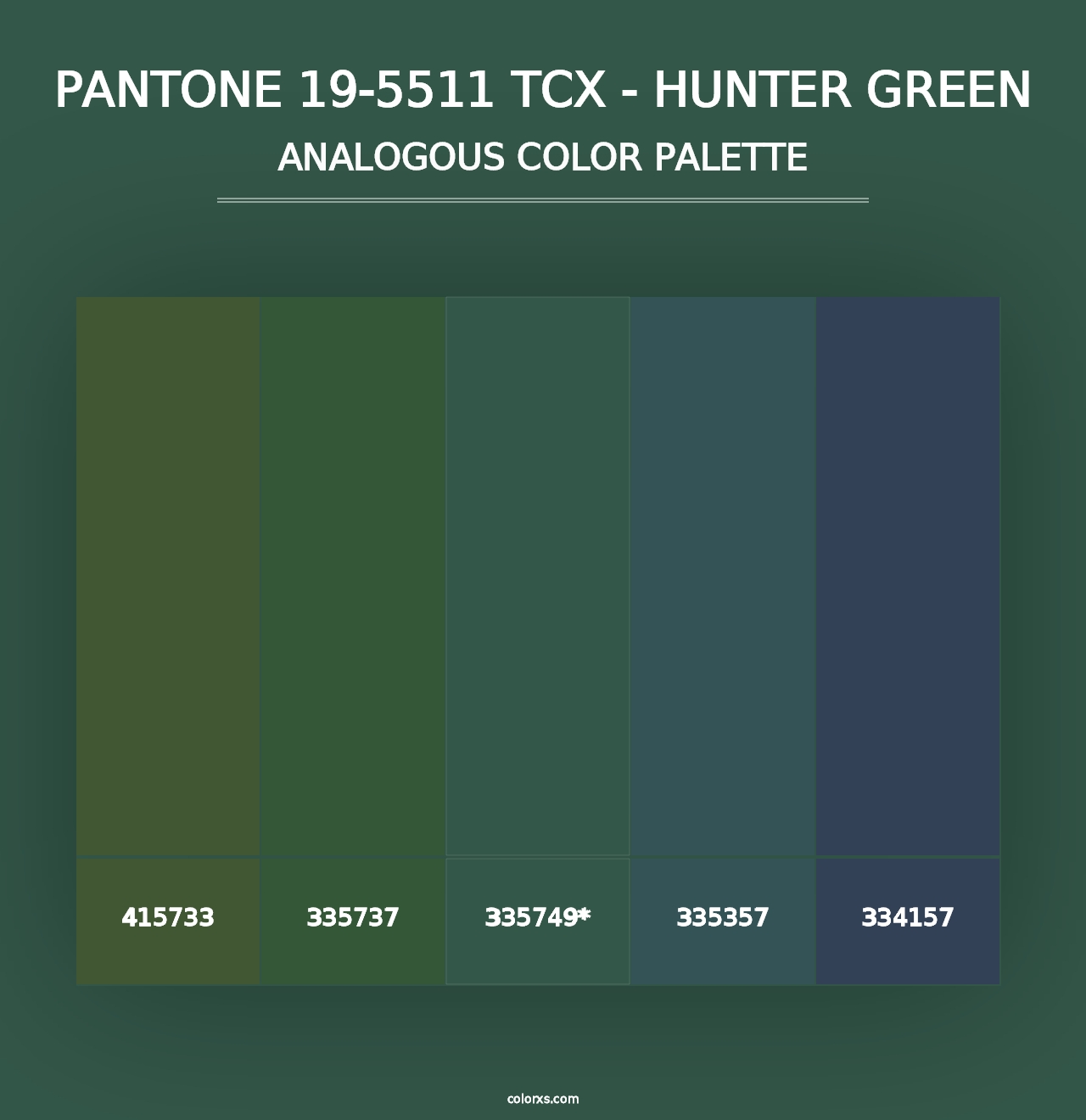 PANTONE 19-5511 TCX - Hunter Green - Analogous Color Palette