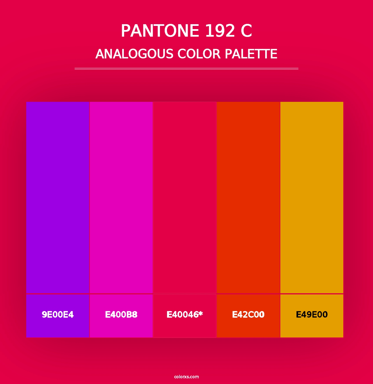 PANTONE 192 C - Analogous Color Palette