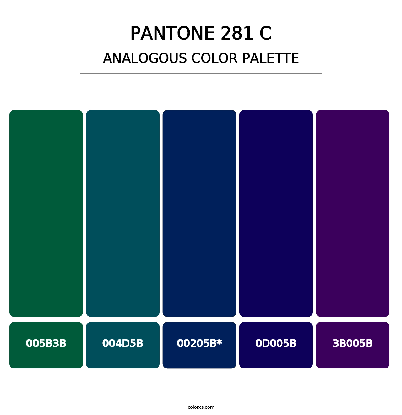 PANTONE 281 C - Analogous Color Palette