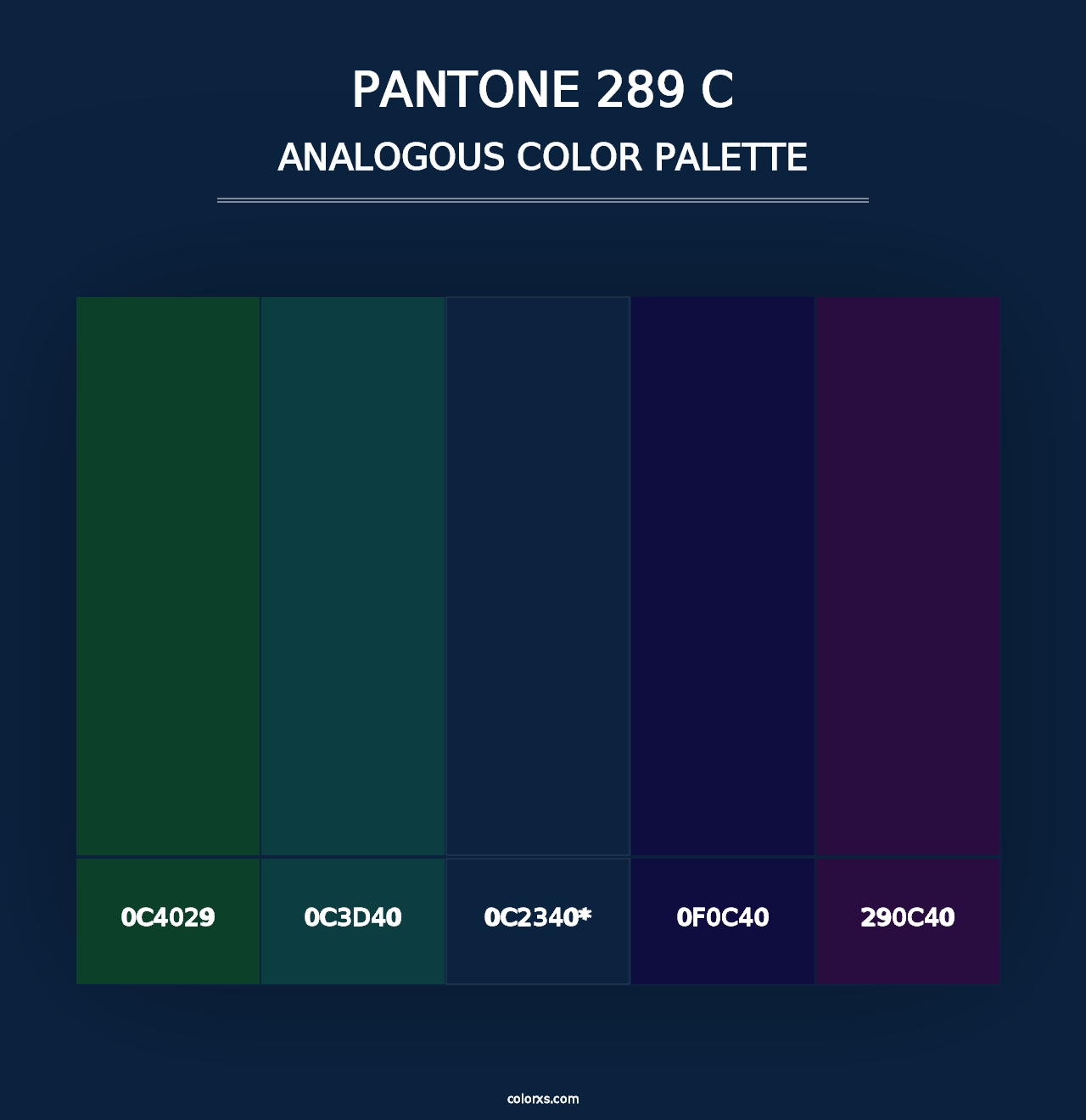 PANTONE 289 C - Analogous Color Palette