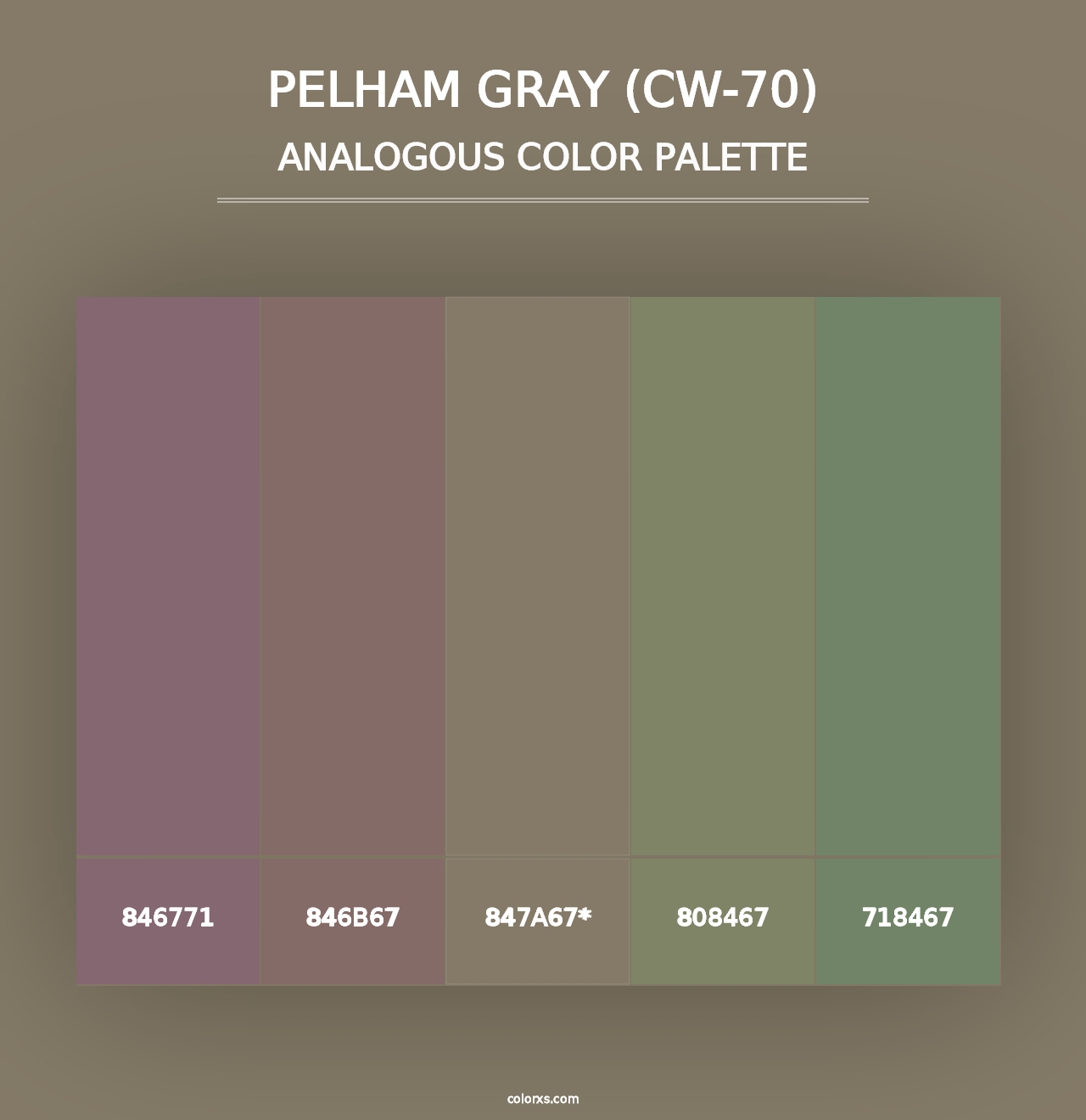 Pelham Gray (CW-70) - Analogous Color Palette