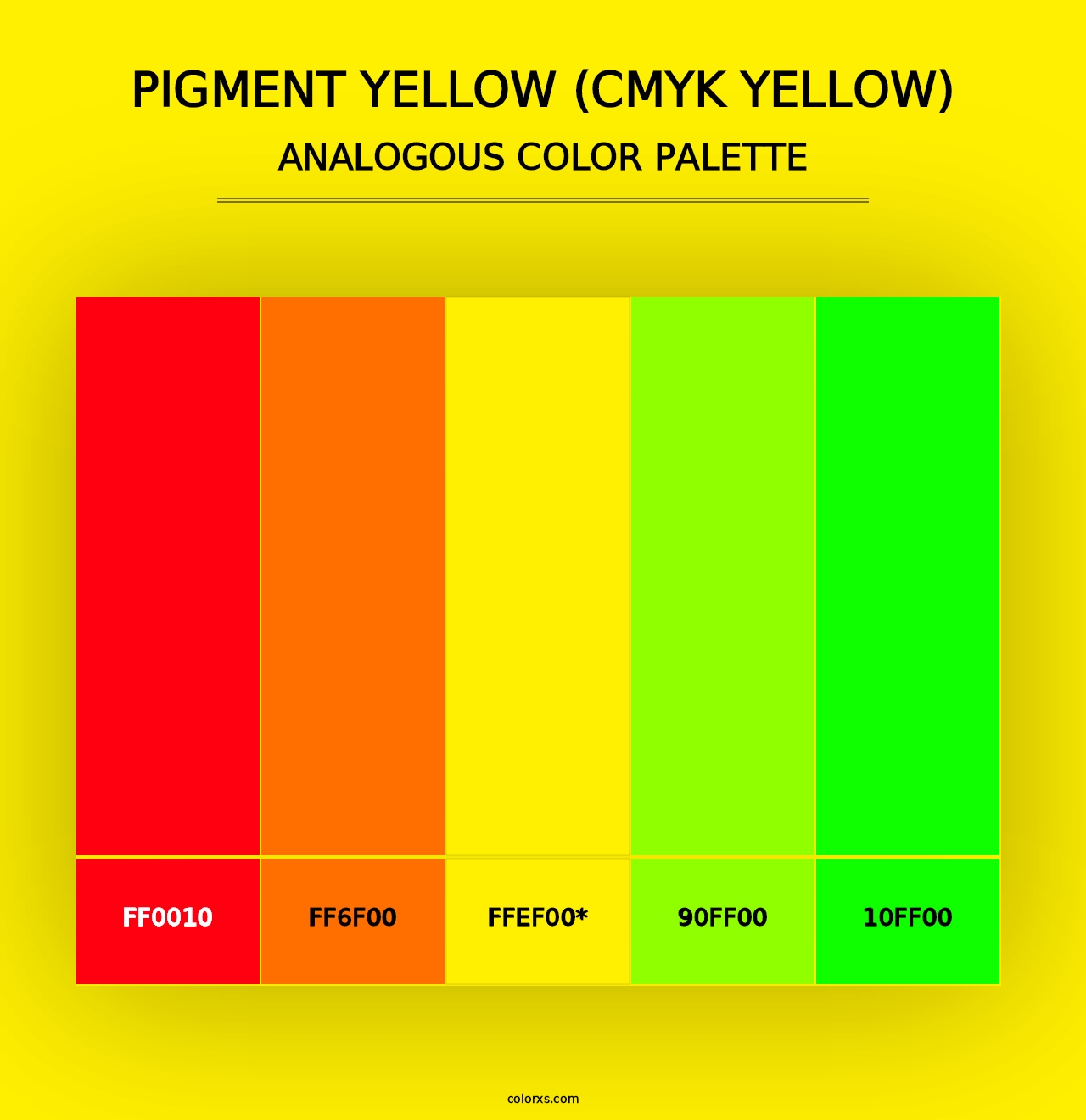 Pigment Yellow (CMYK Yellow) - Analogous Color Palette