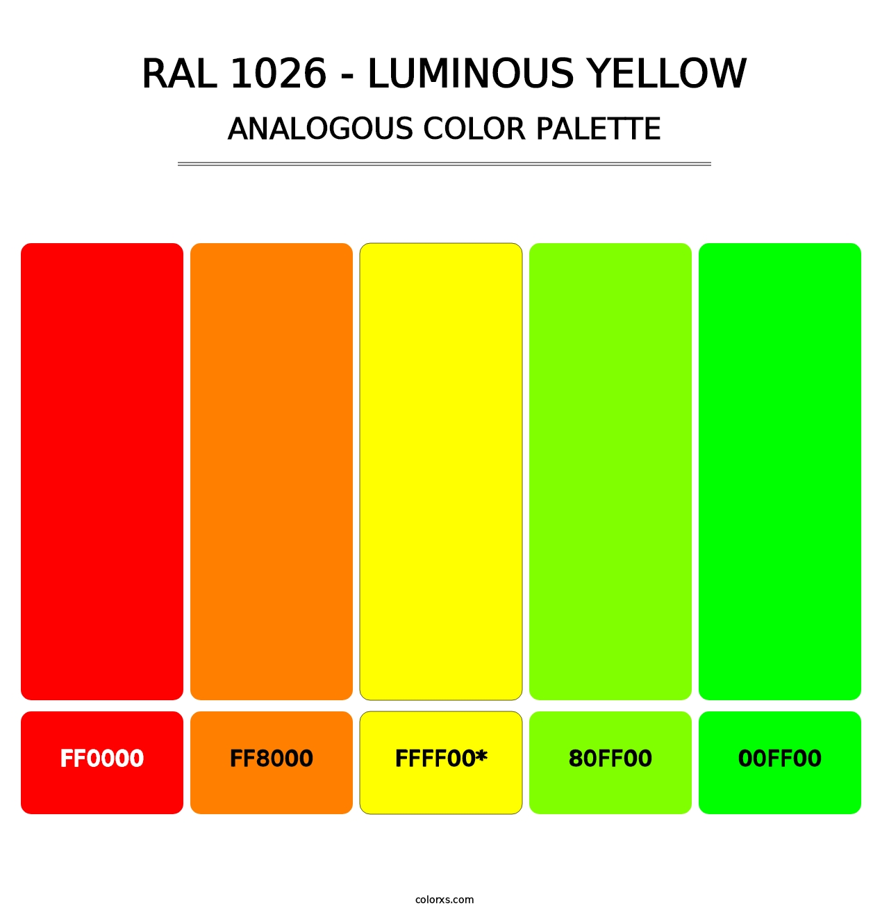 RAL 1026 - Luminous Yellow - Analogous Color Palette