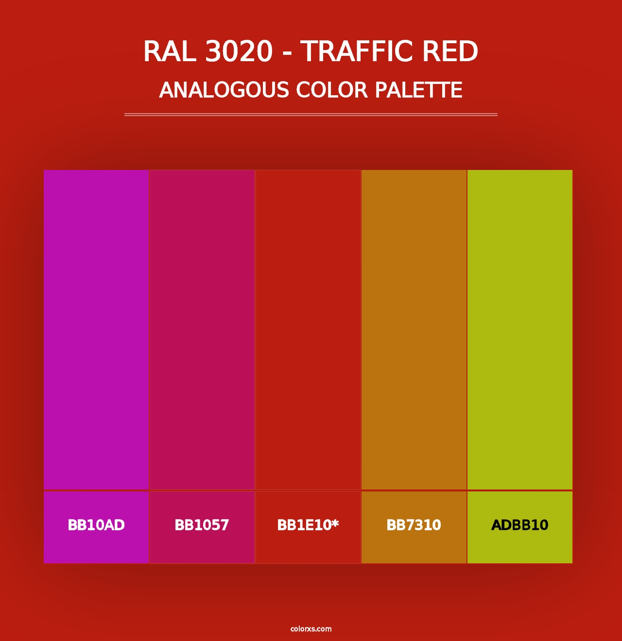 RAL 3020 - Traffic Red - Analogous Color Palette