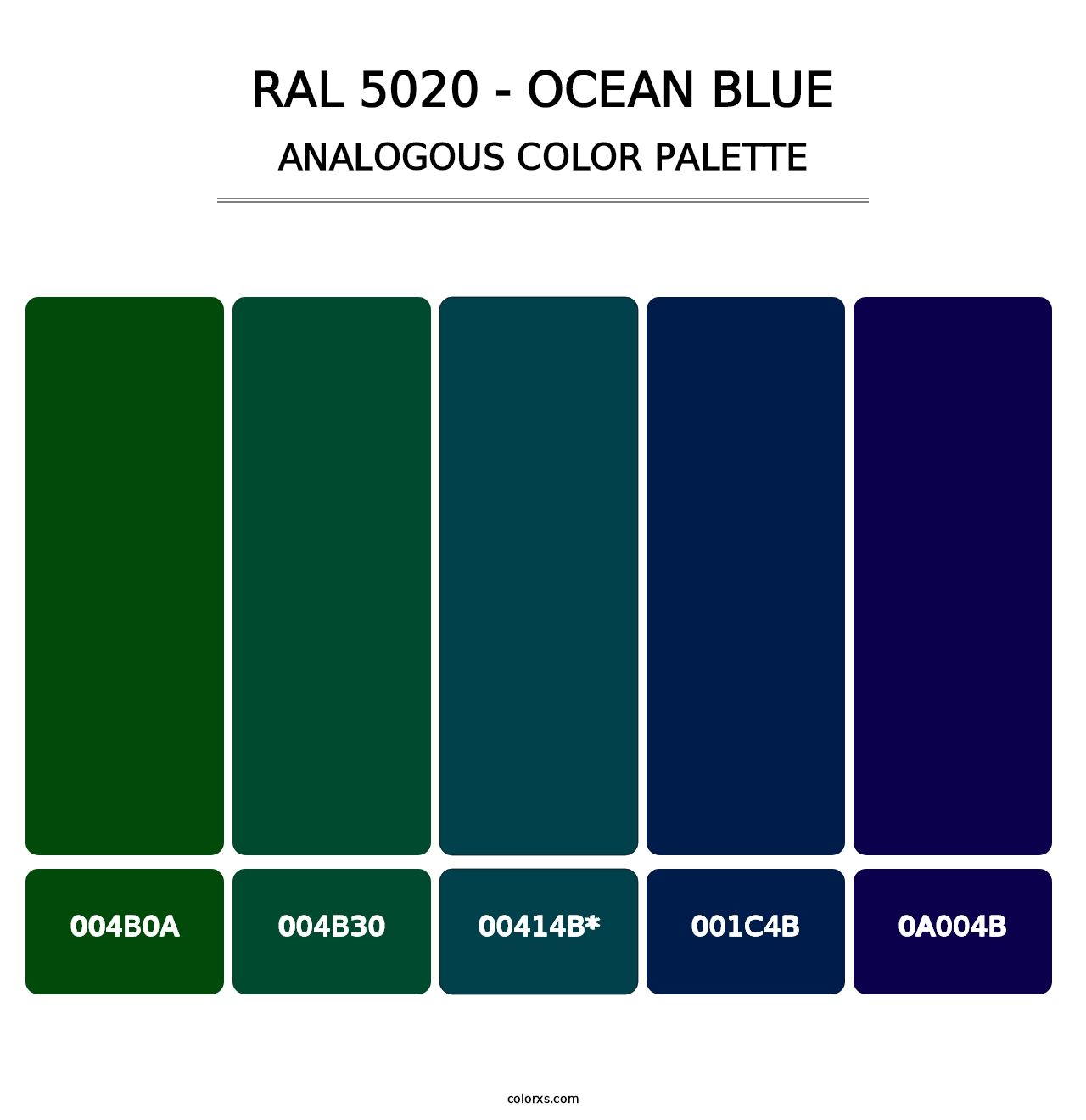 RAL 5020 - Ocean Blue - Analogous Color Palette