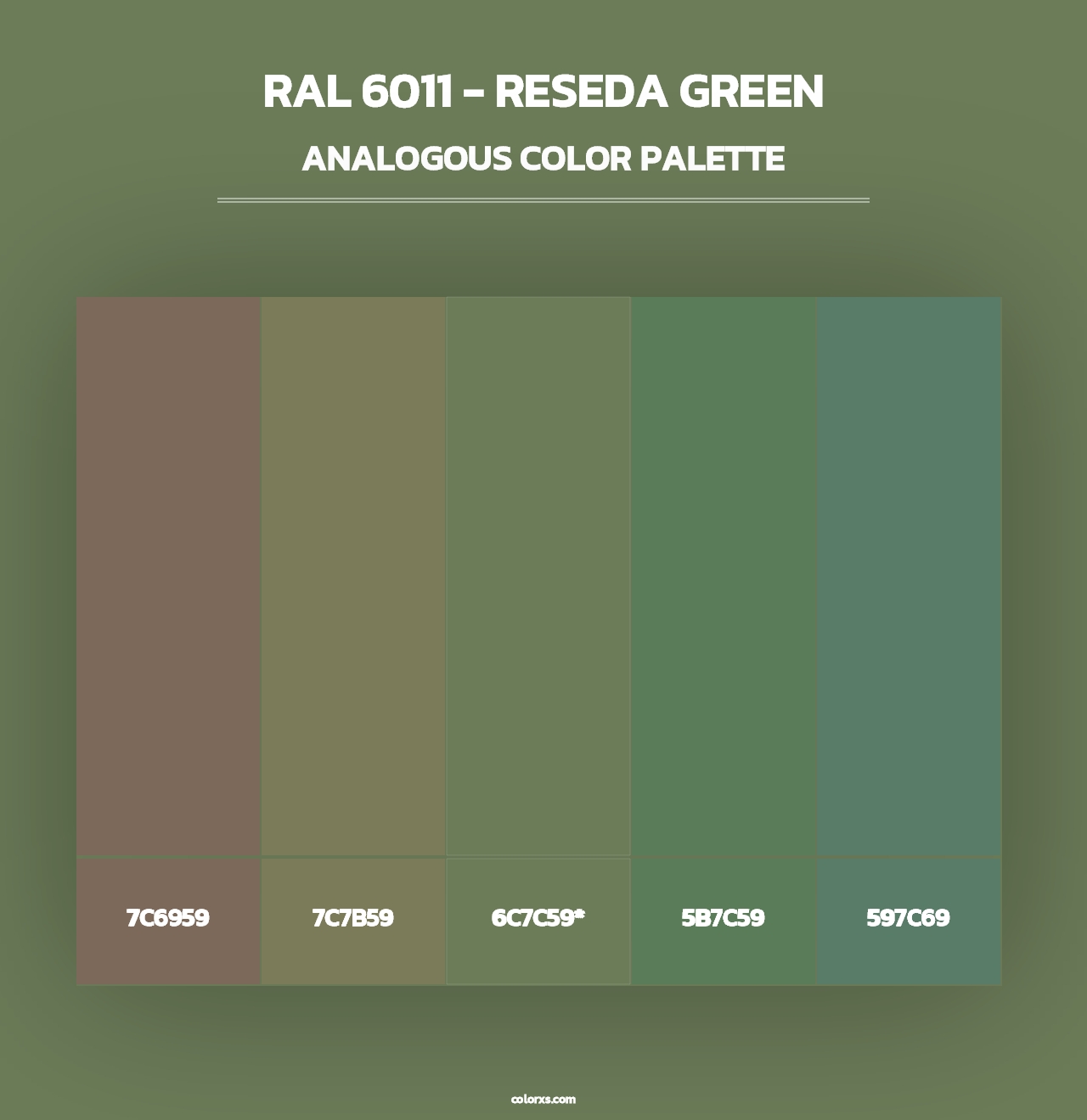 RAL 6011 - Reseda Green - Analogous Color Palette