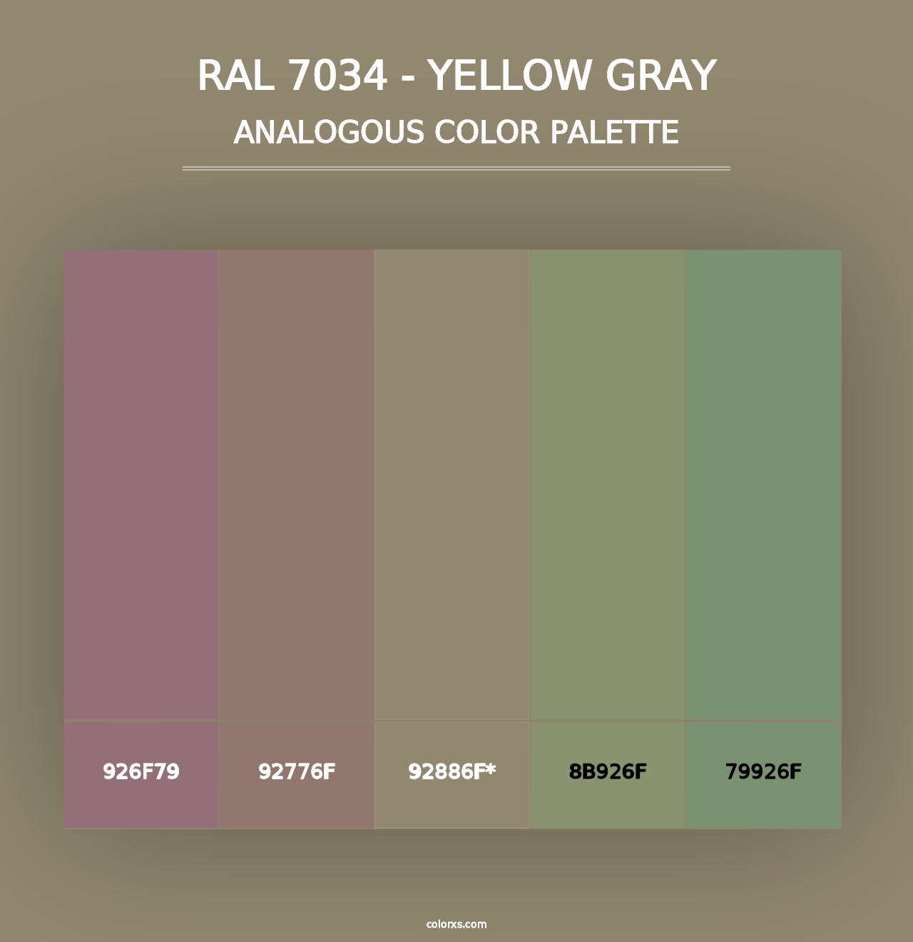 RAL 7034 - Yellow Gray - Analogous Color Palette