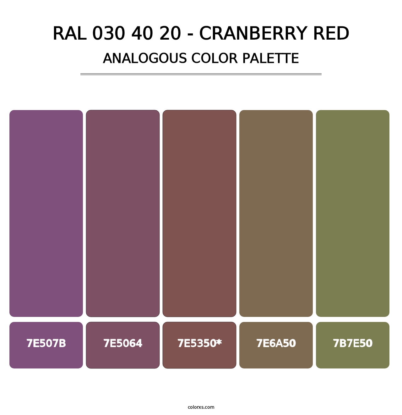 RAL 030 40 20 - Cranberry Red - Analogous Color Palette