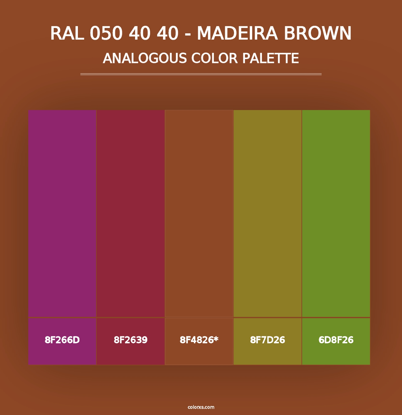 RAL 050 40 40 - Madeira Brown - Analogous Color Palette