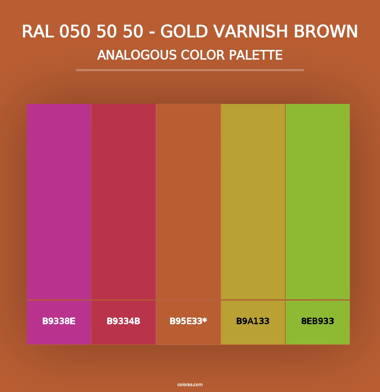 RAL 050 50 50 - Gold Varnish Brown - Analogous Color Palette