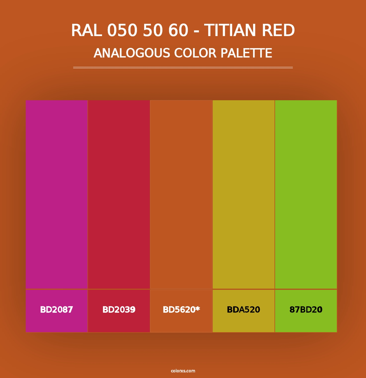 RAL 050 50 60 - Titian Red - Analogous Color Palette