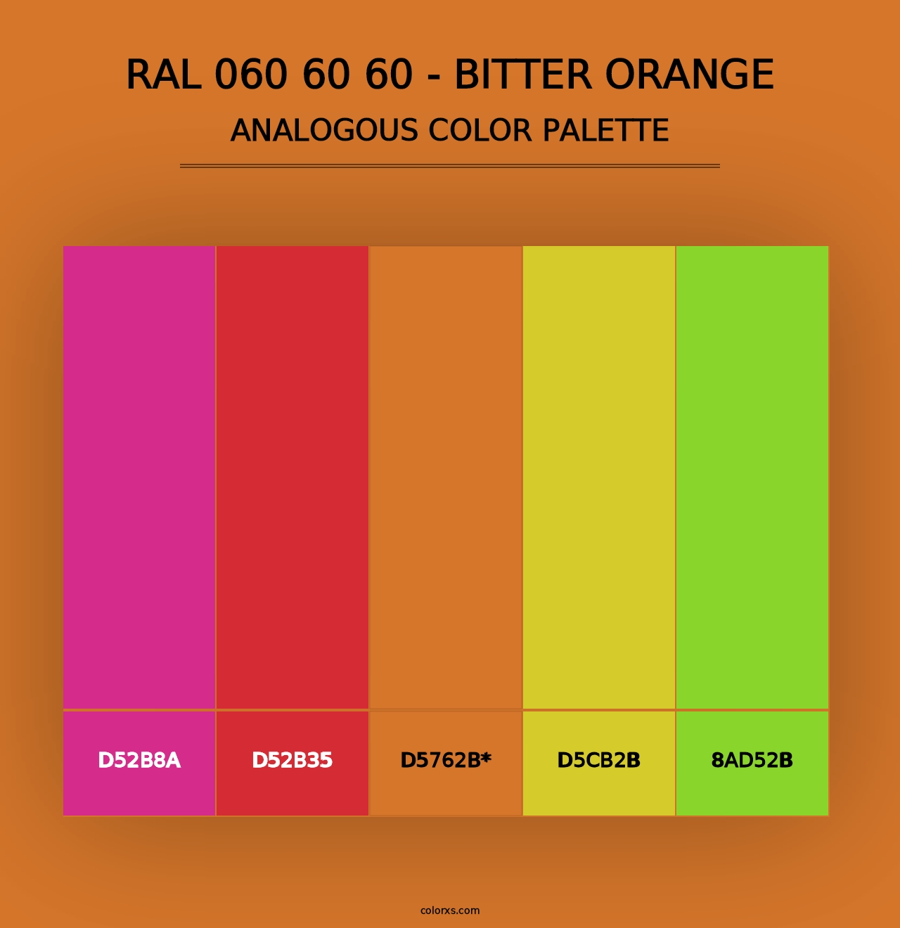 RAL 060 60 60 - Bitter Orange - Analogous Color Palette