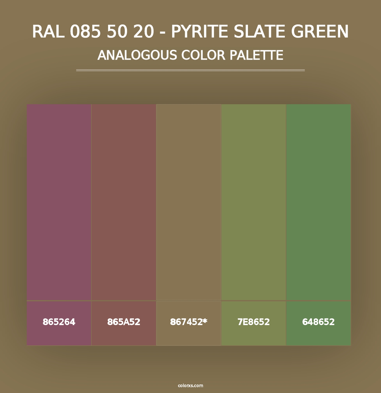 RAL 085 50 20 - Pyrite Slate Green - Analogous Color Palette