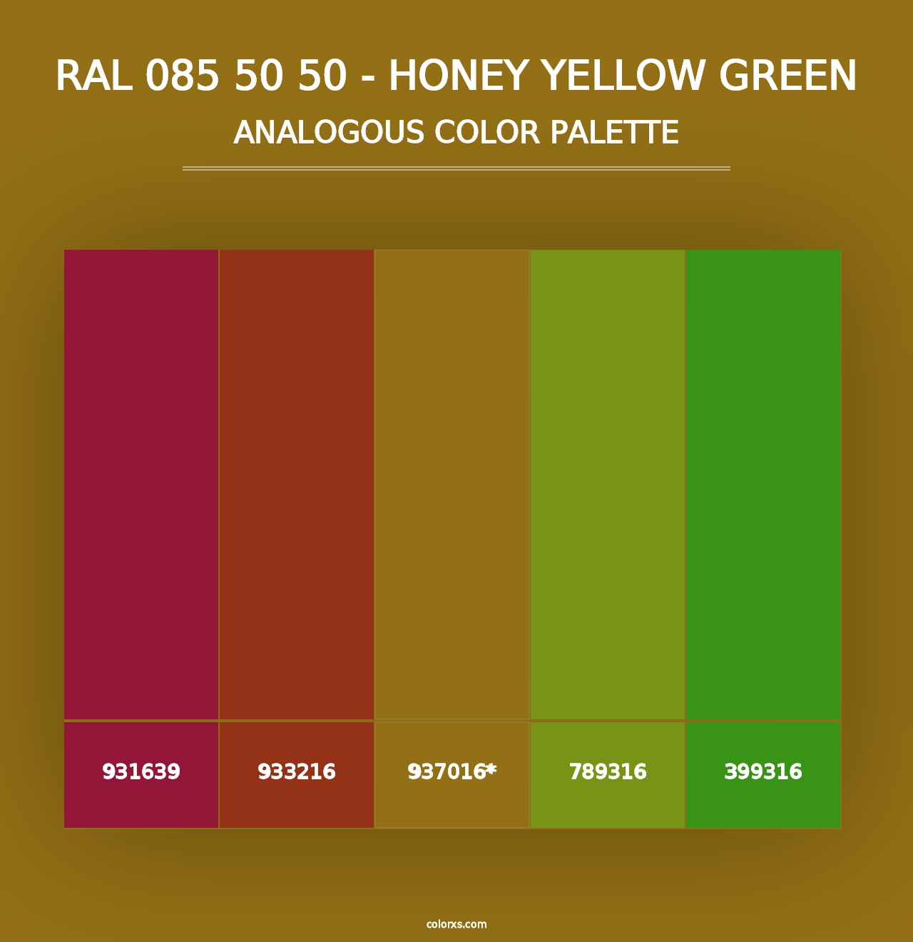 RAL 085 50 50 - Honey Yellow Green - Analogous Color Palette