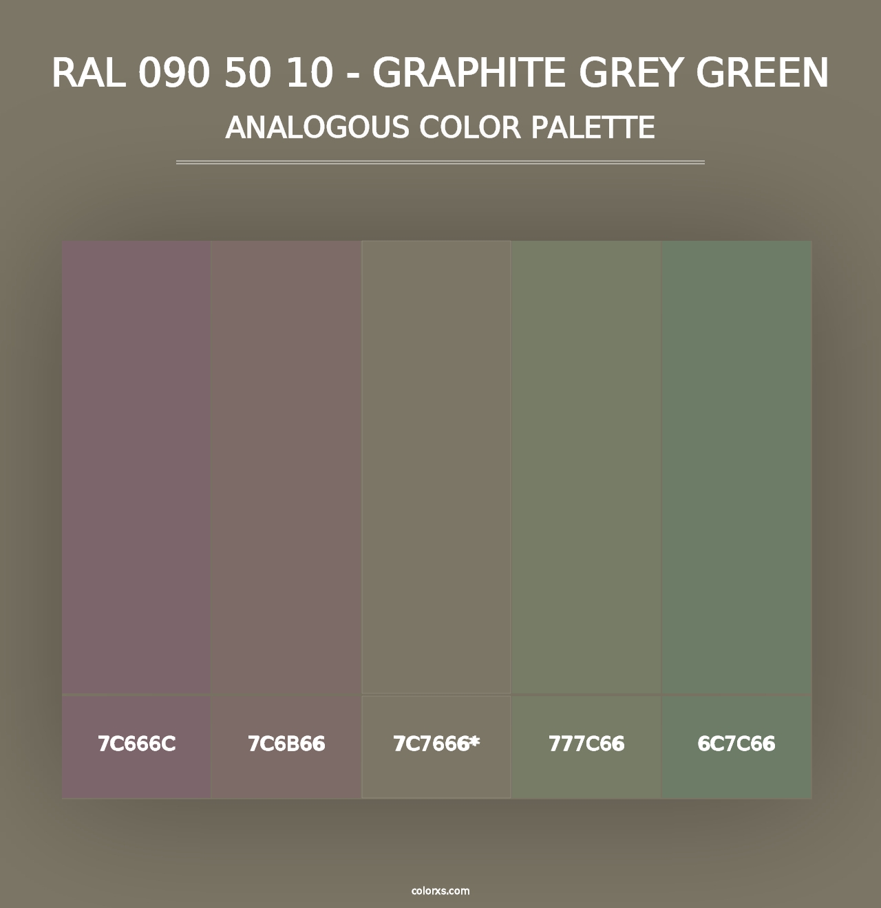 RAL 090 50 10 - Graphite Grey Green - Analogous Color Palette