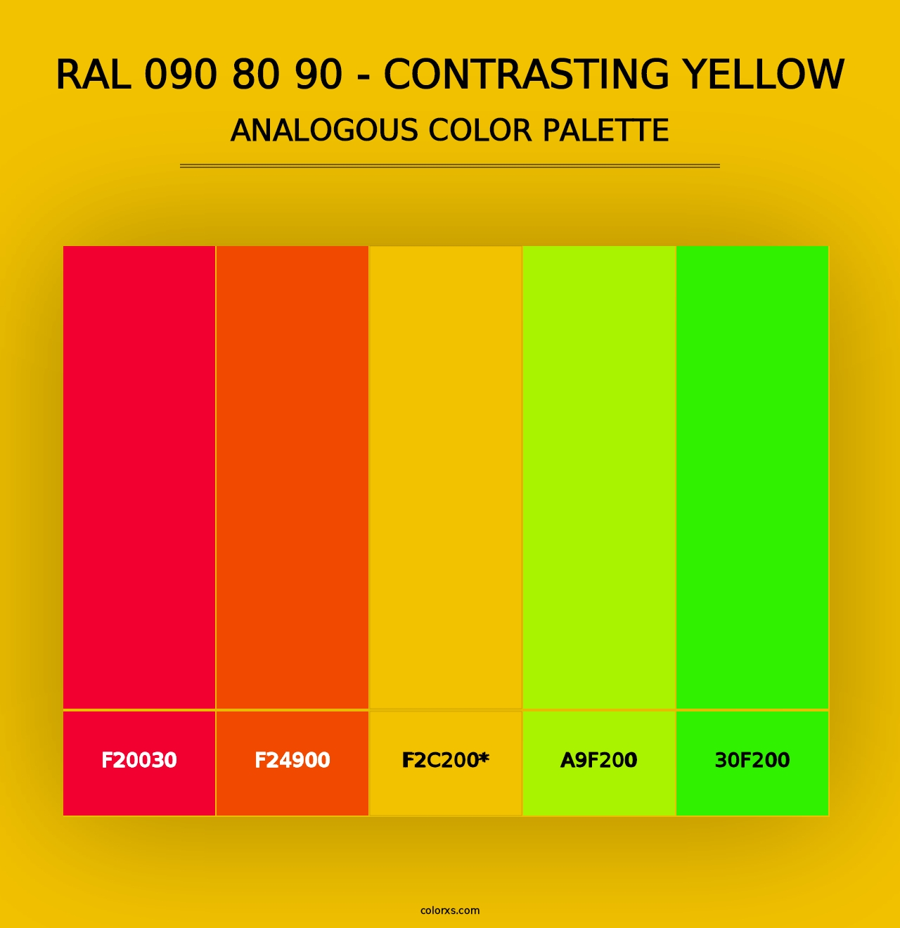 RAL 090 80 90 - Contrasting Yellow - Analogous Color Palette