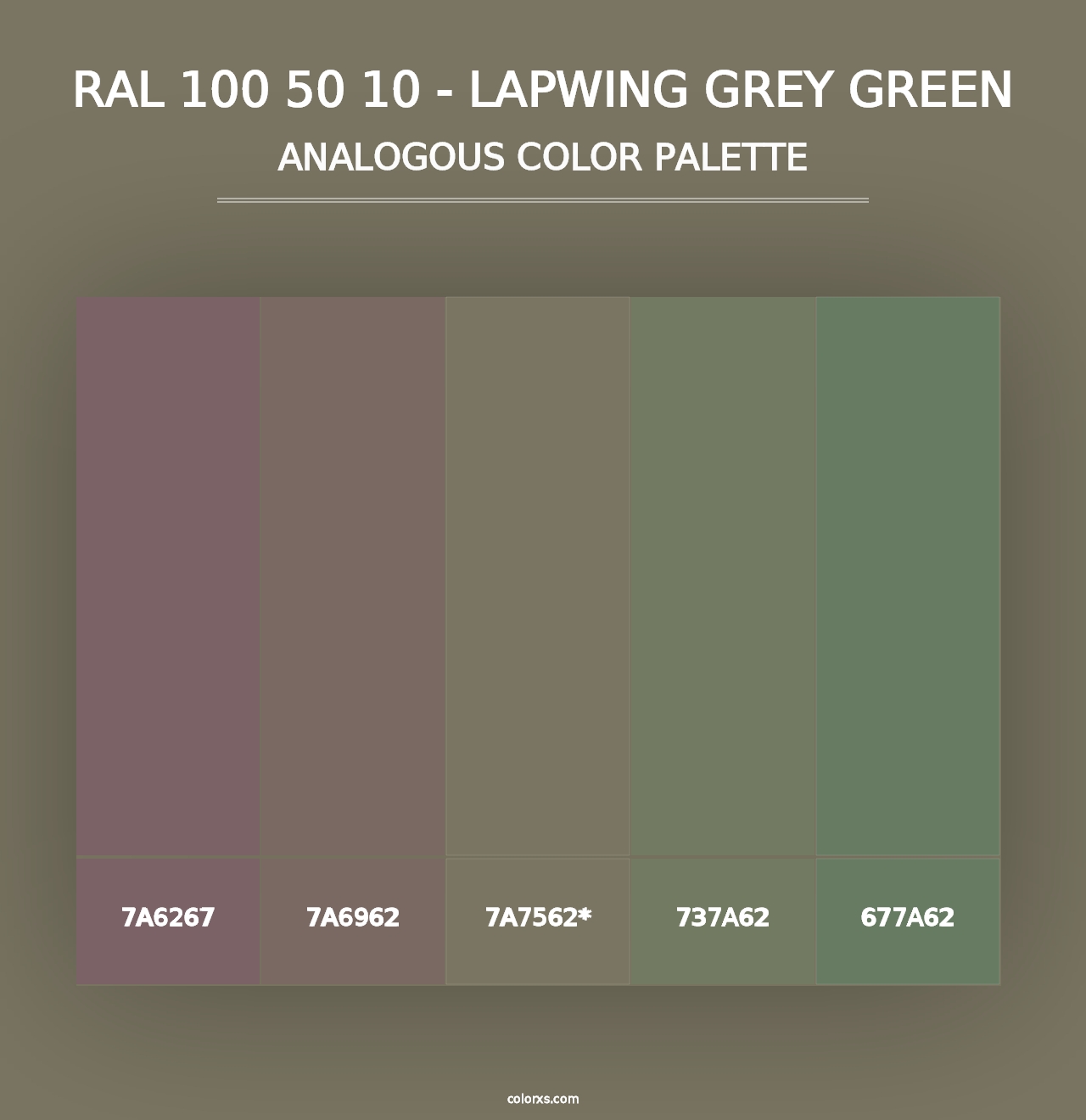 RAL 100 50 10 - Lapwing Grey Green - Analogous Color Palette