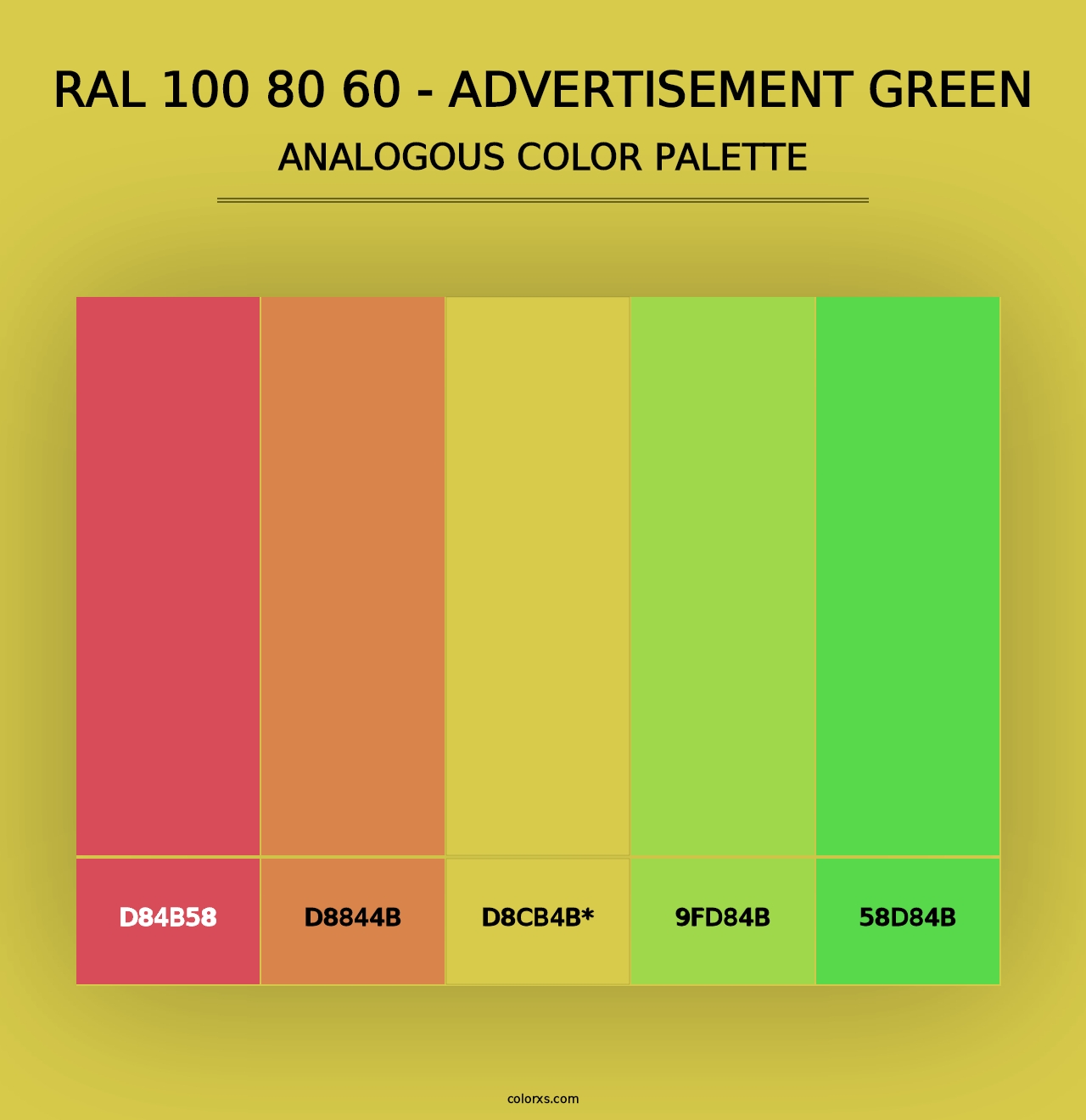 RAL 100 80 60 - Advertisement Green - Analogous Color Palette