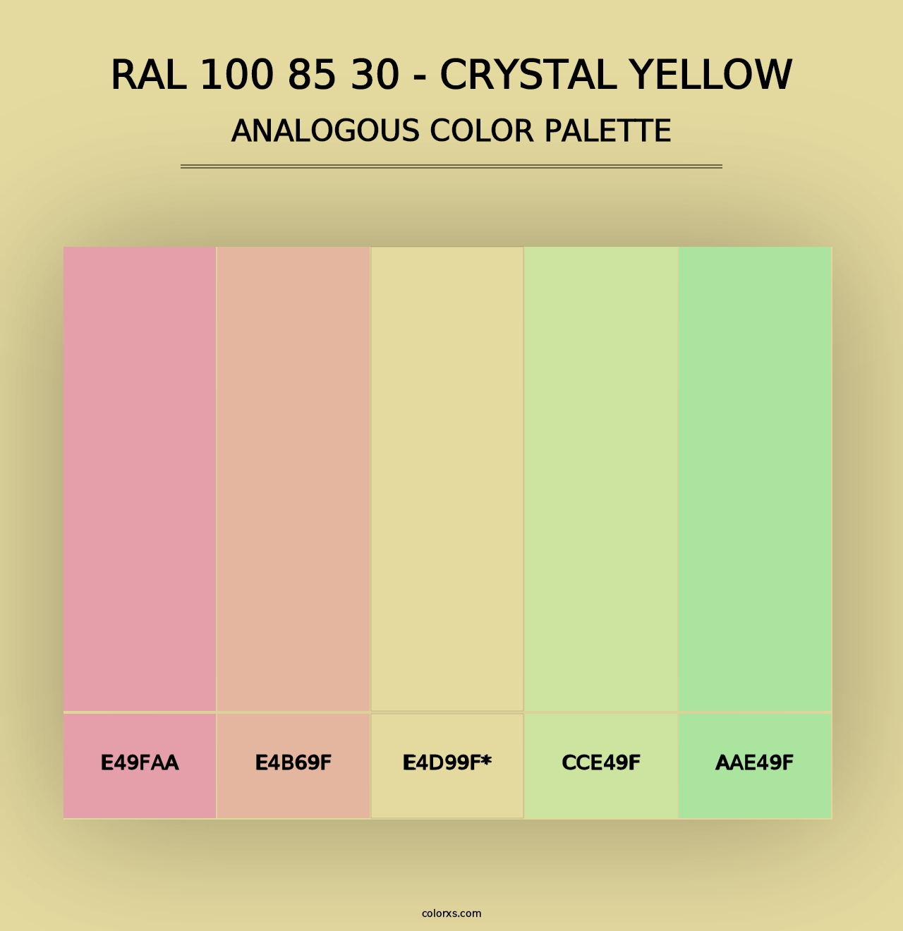 RAL 100 85 30 - Crystal Yellow - Analogous Color Palette