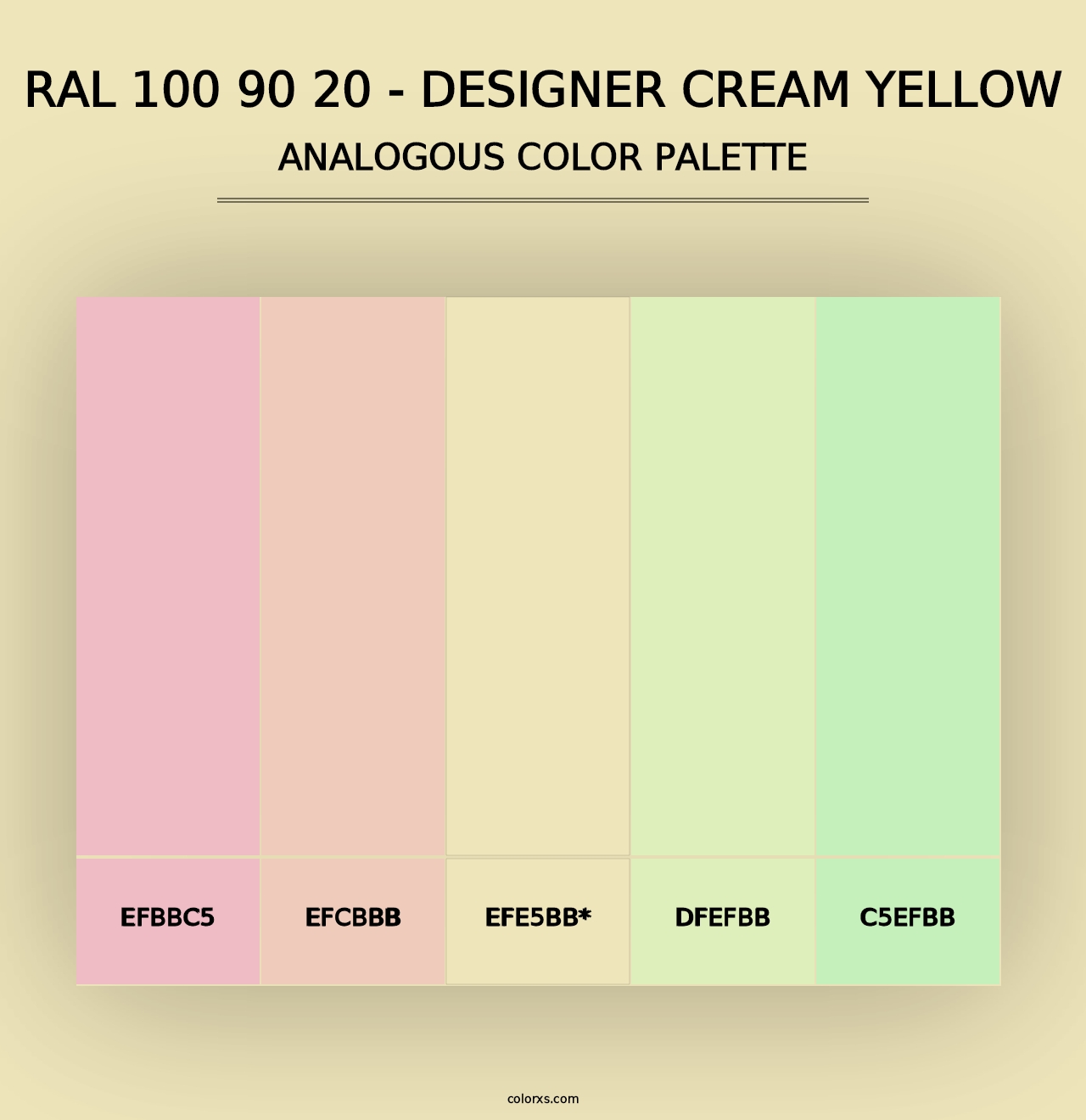 RAL 100 90 20 - Designer Cream Yellow - Analogous Color Palette