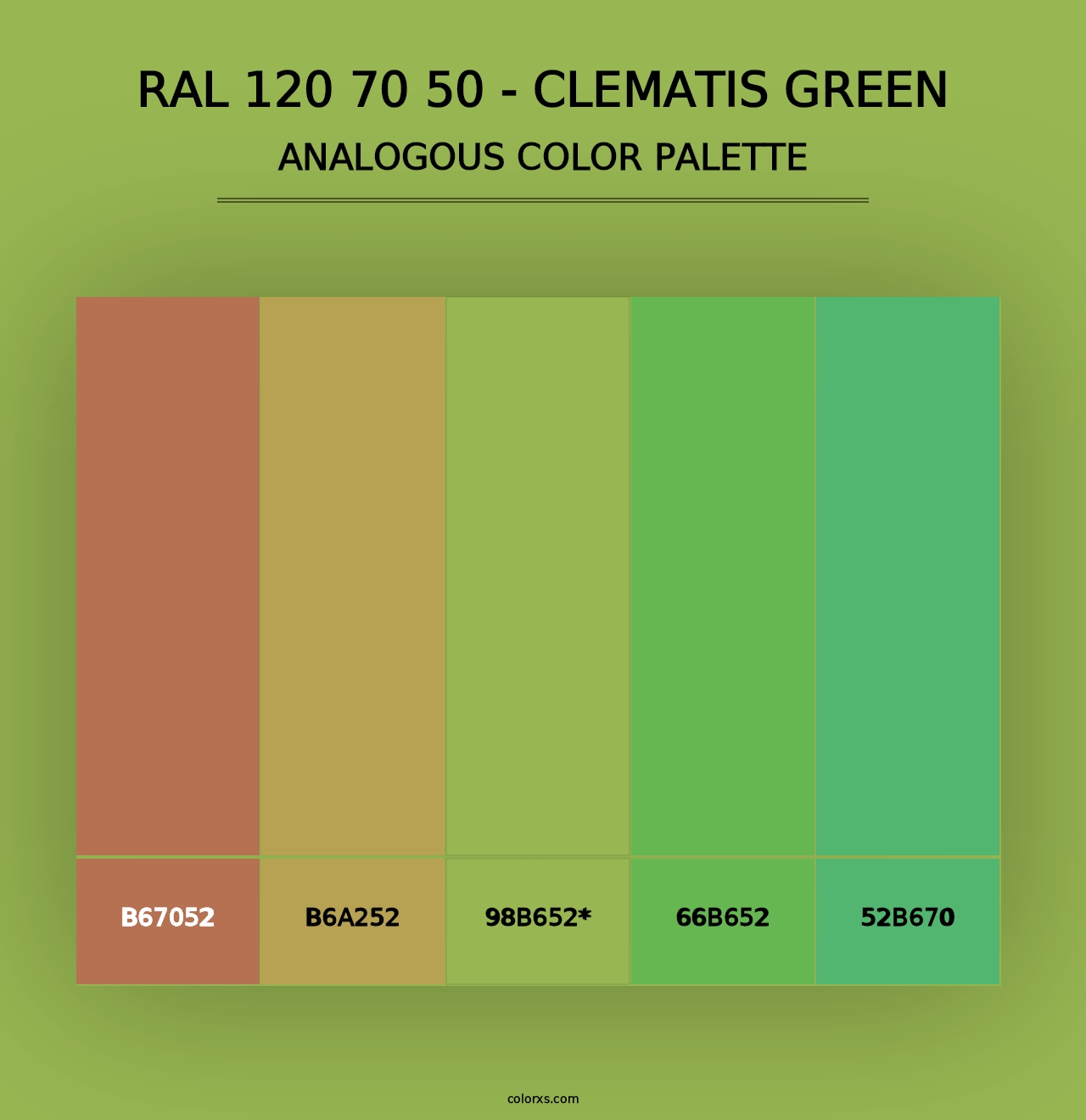 RAL 120 70 50 - Clematis Green - Analogous Color Palette