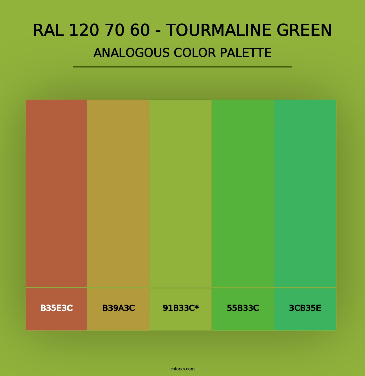 RAL 120 70 60 - Tourmaline Green - Analogous Color Palette