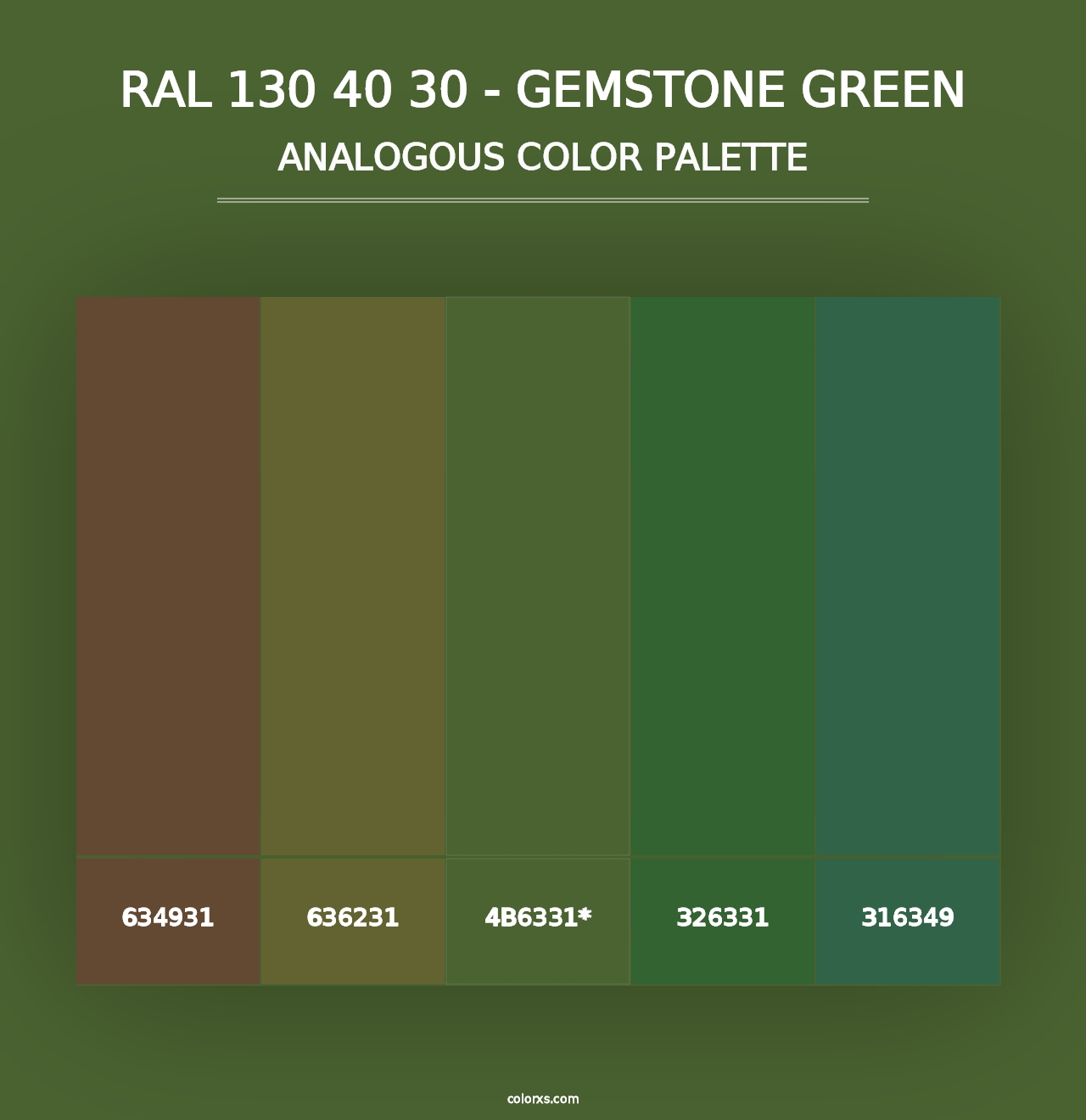 RAL 130 40 30 - Gemstone Green - Analogous Color Palette