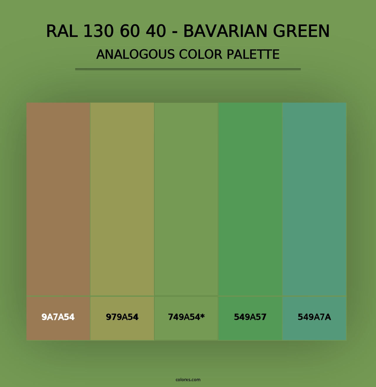 RAL 130 60 40 - Bavarian Green - Analogous Color Palette