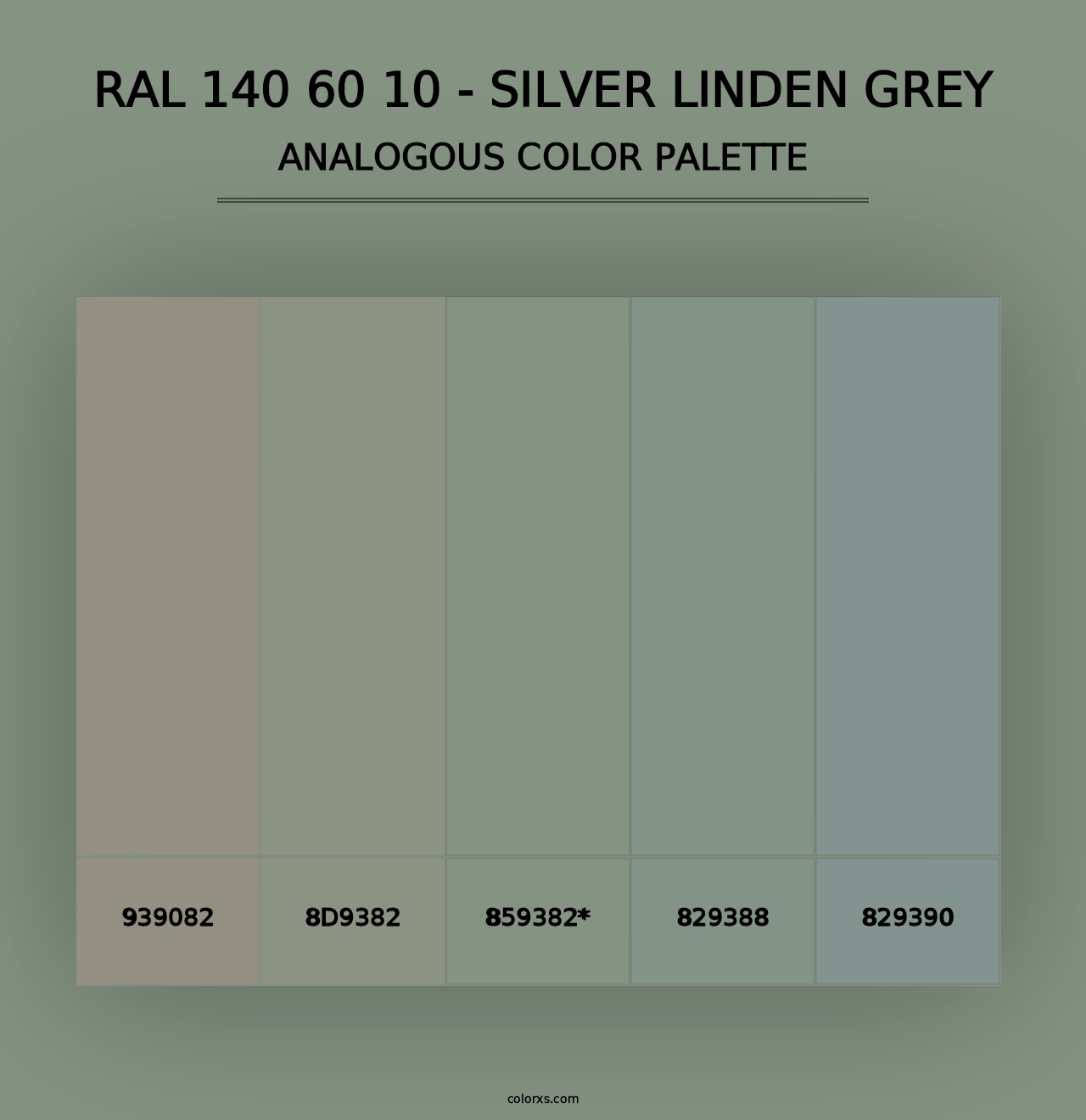 RAL 140 60 10 - Silver Linden Grey - Analogous Color Palette