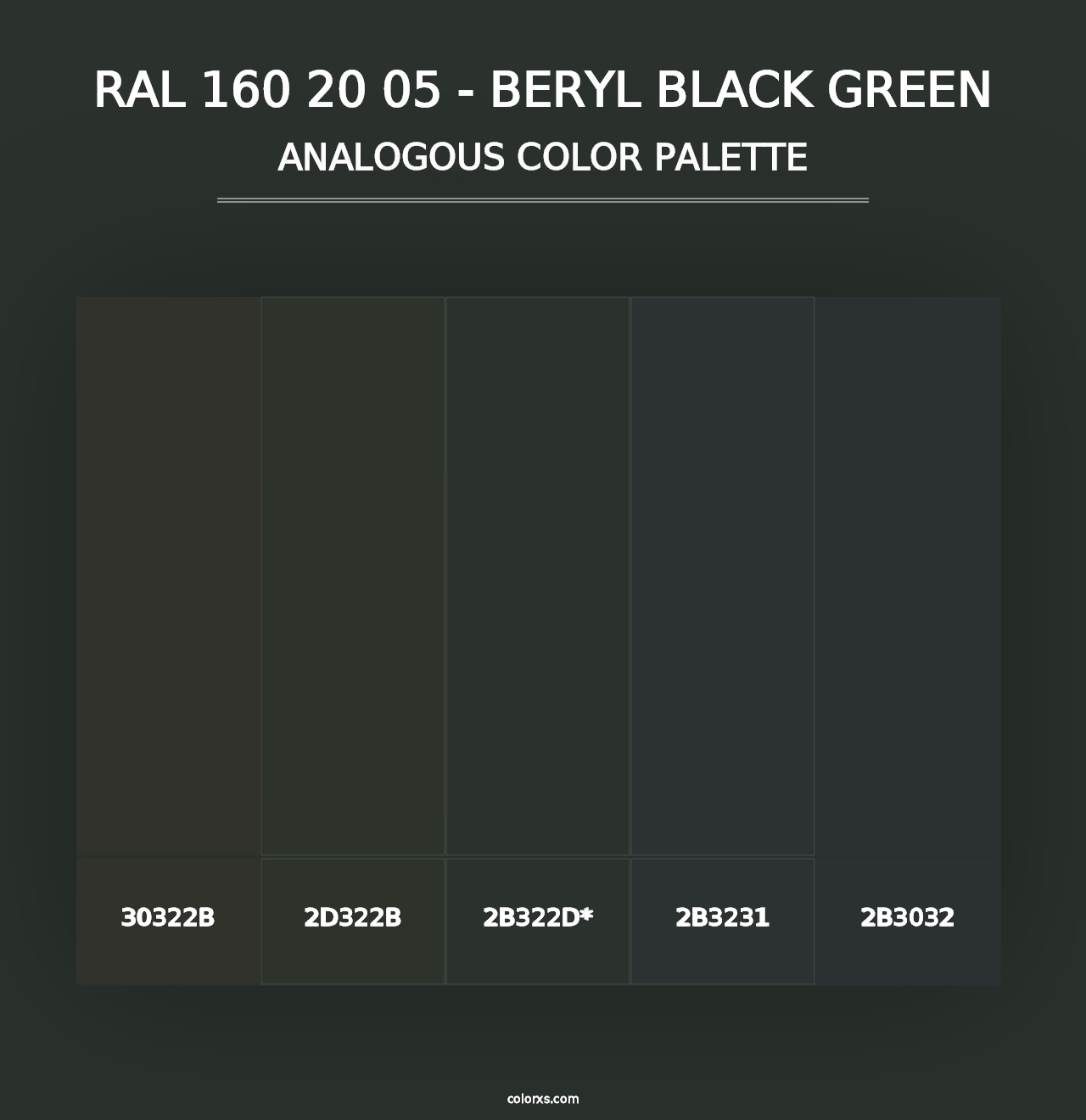 RAL 160 20 05 - Beryl Black Green - Analogous Color Palette