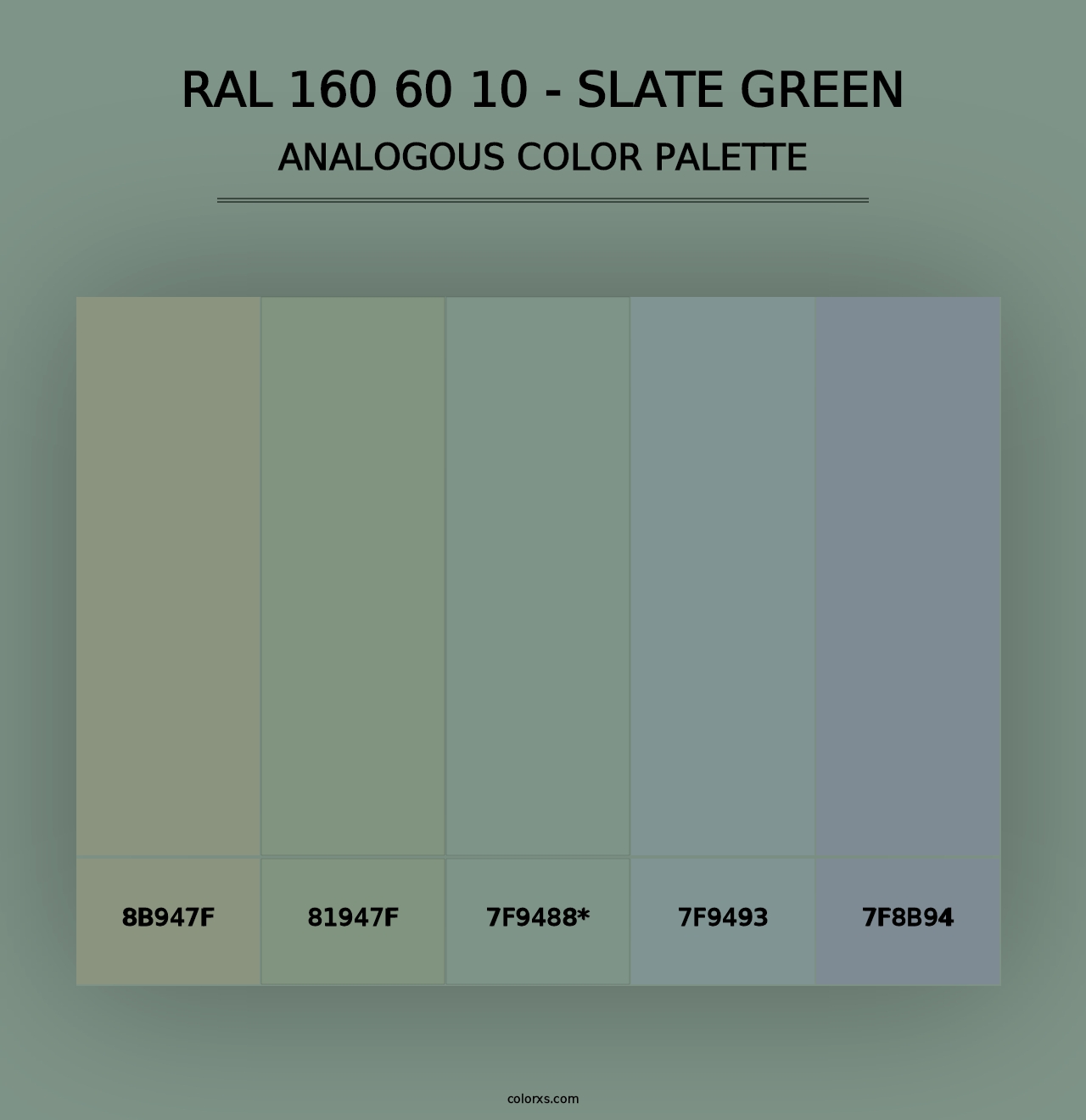 RAL 160 60 10 - Slate Green - Analogous Color Palette