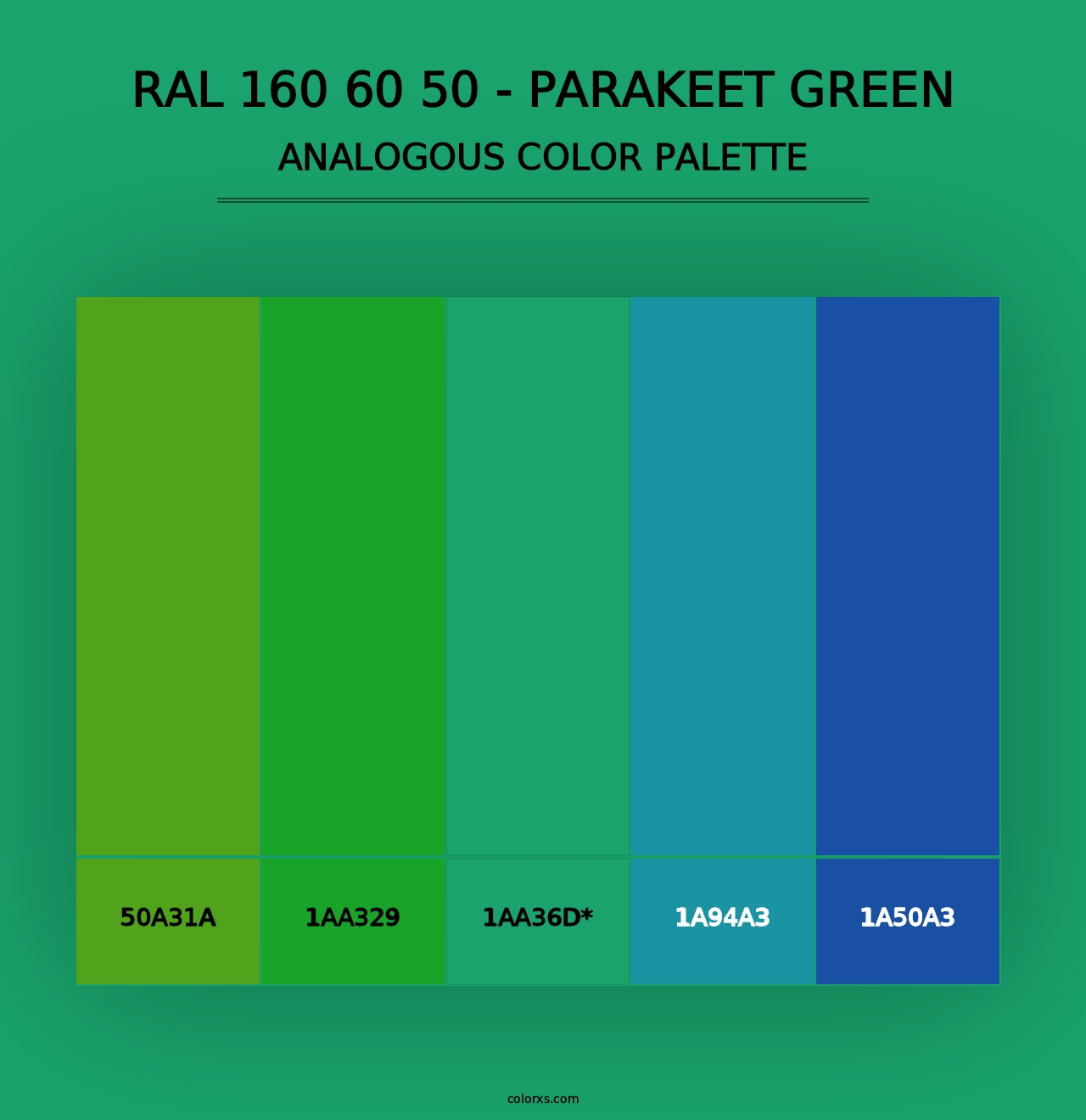 RAL 160 60 50 - Parakeet Green - Analogous Color Palette