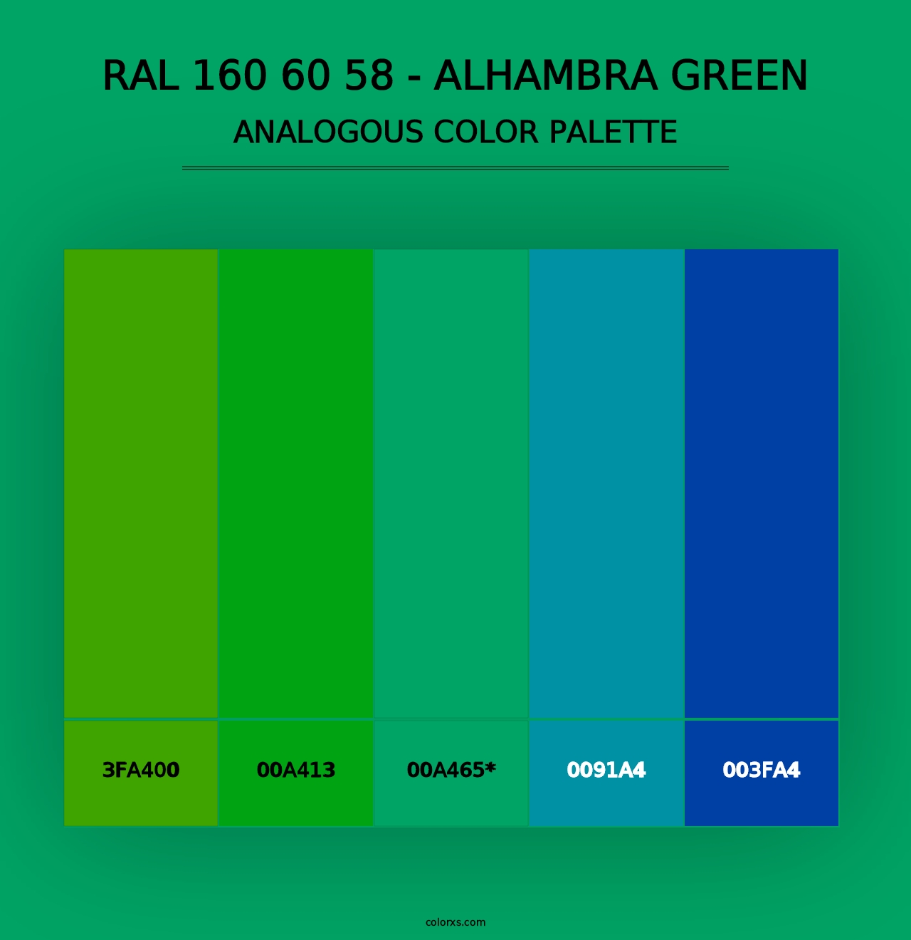 RAL 160 60 58 - Alhambra Green - Analogous Color Palette