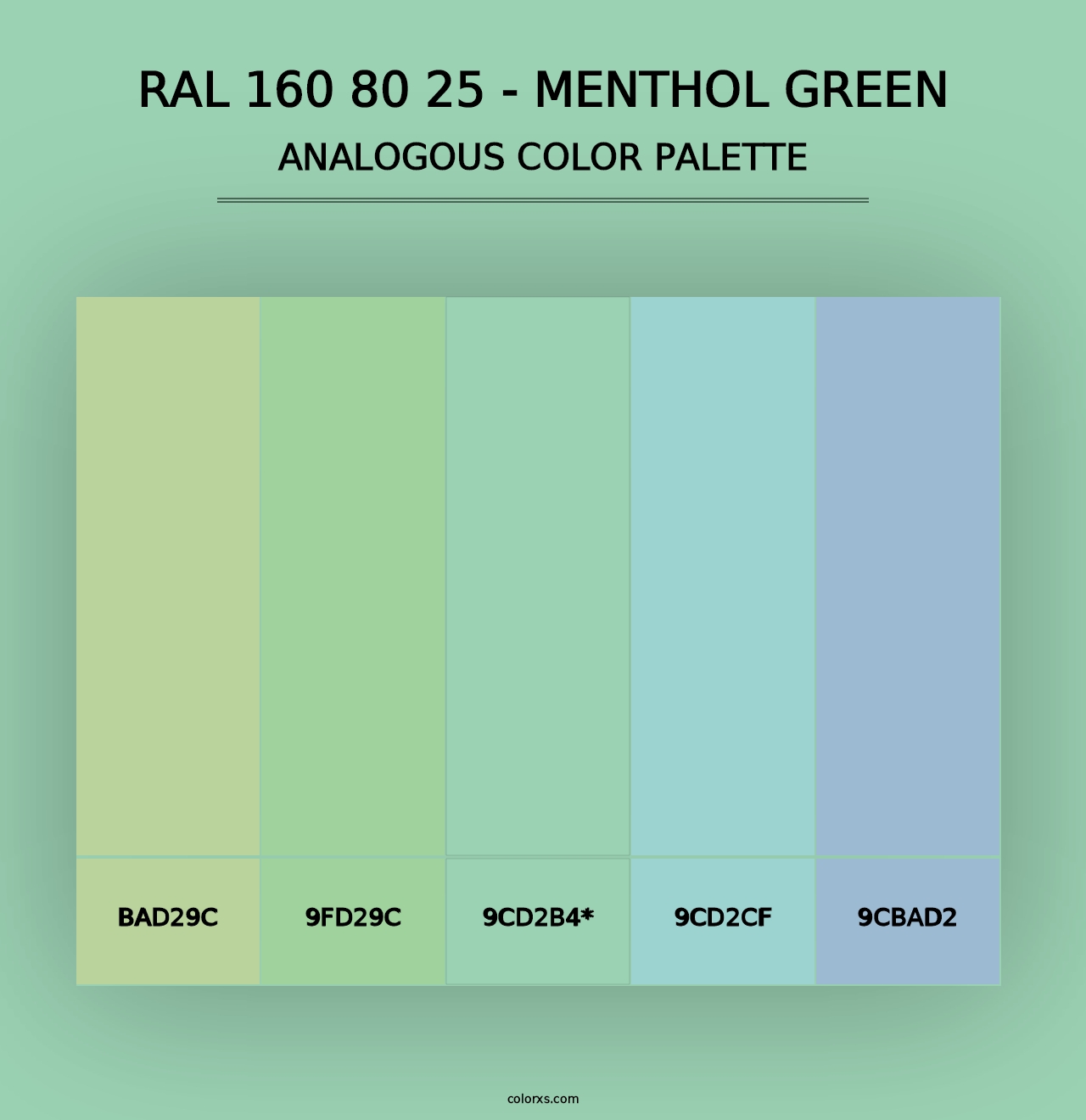 RAL 160 80 25 - Menthol Green - Analogous Color Palette