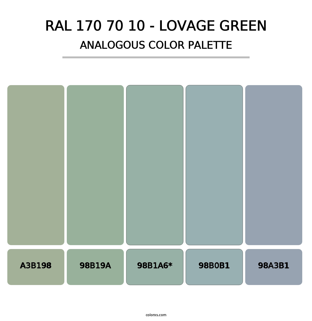 RAL 170 70 10 - Lovage Green - Analogous Color Palette