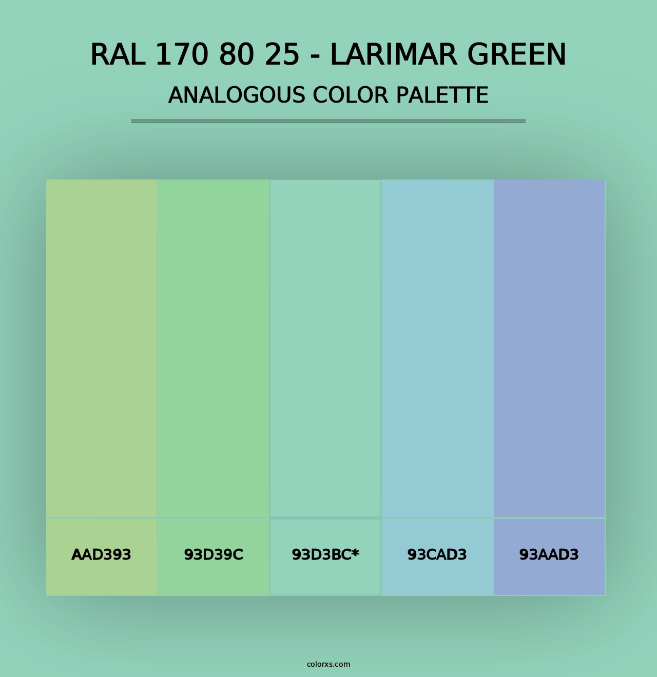 RAL 170 80 25 - Larimar Green - Analogous Color Palette