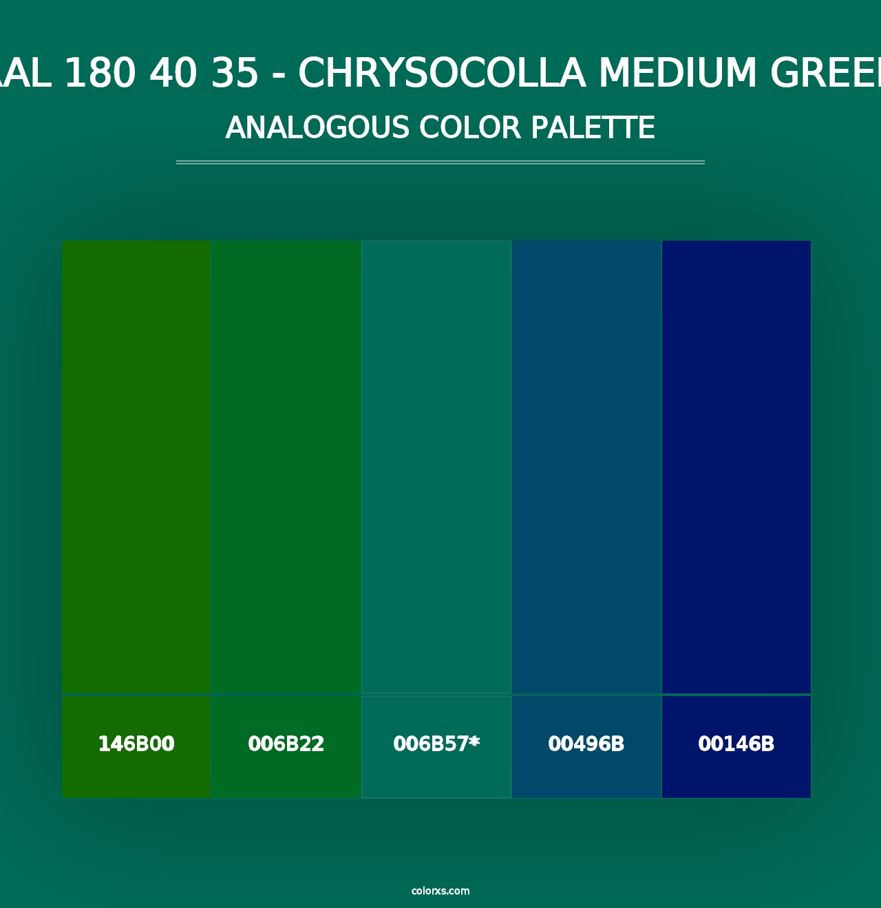 RAL 180 40 35 - Chrysocolla Medium Green - Analogous Color Palette