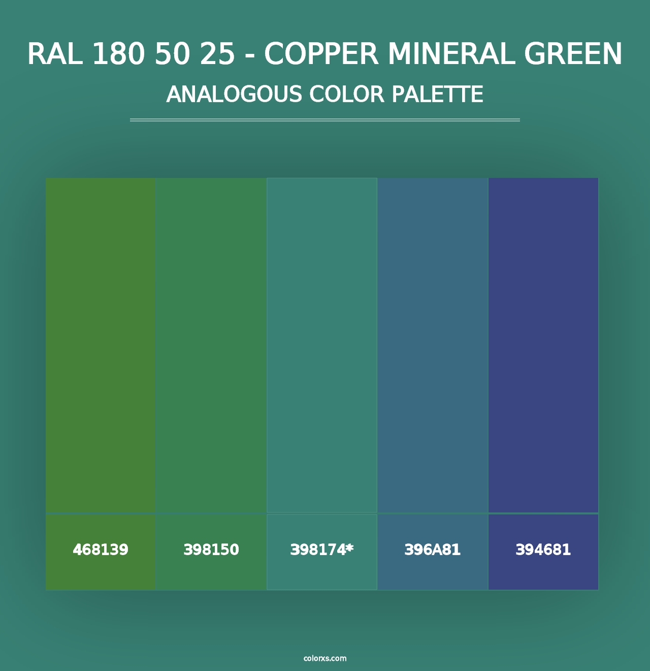 RAL 180 50 25 - Copper Mineral Green - Analogous Color Palette