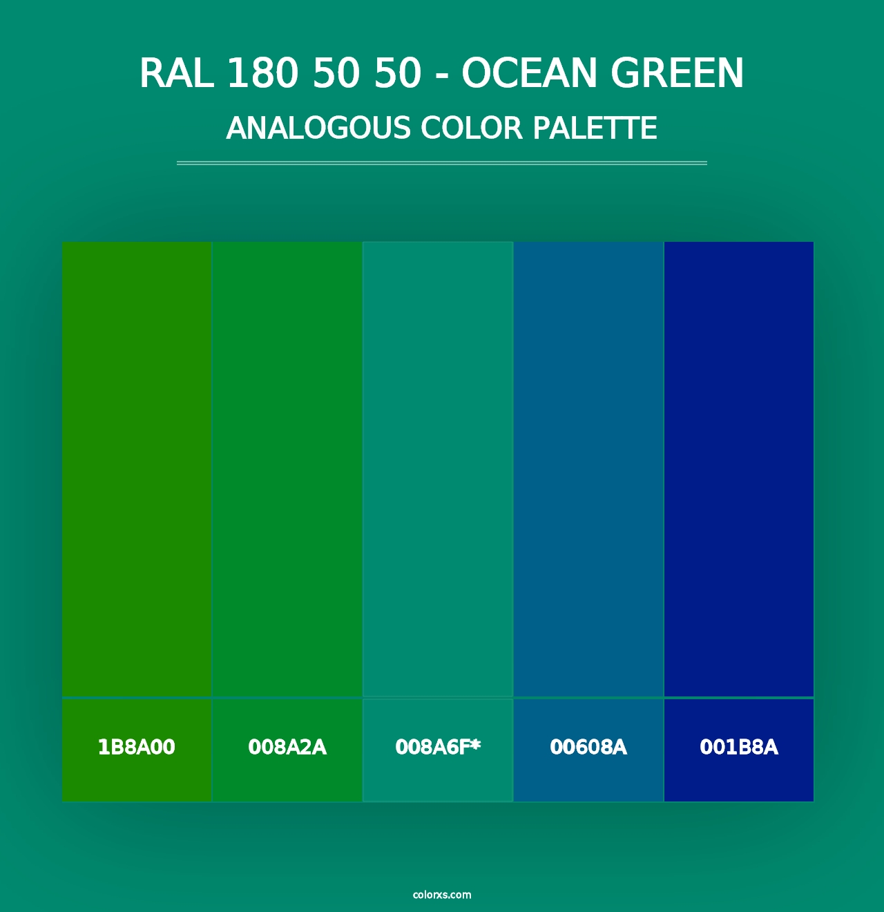 RAL 180 50 50 - Ocean Green - Analogous Color Palette