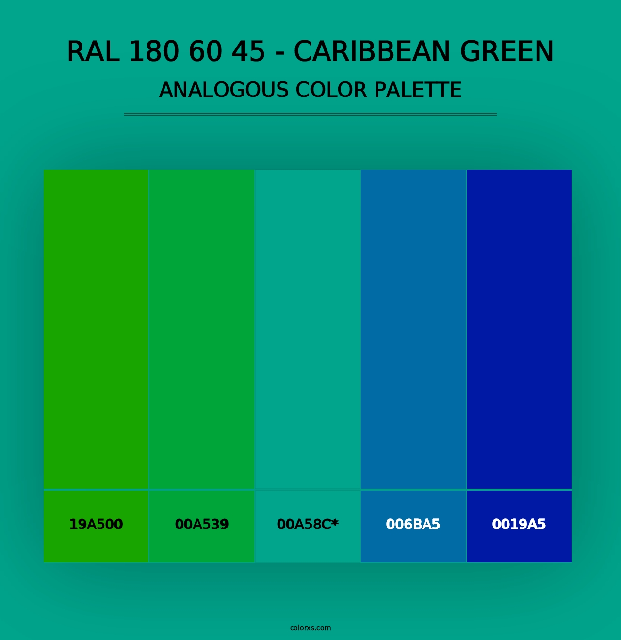 RAL 180 60 45 - Caribbean Green - Analogous Color Palette