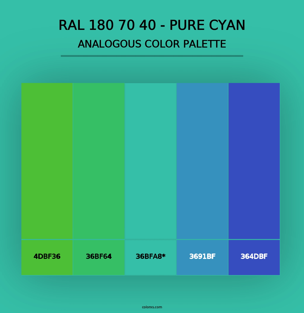 RAL 180 70 40 - Pure Cyan - Analogous Color Palette