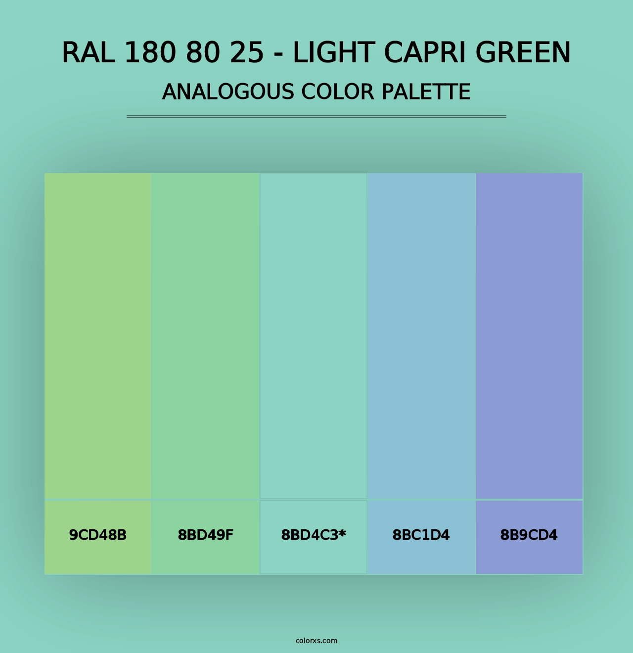 RAL 180 80 25 - Light Capri Green - Analogous Color Palette