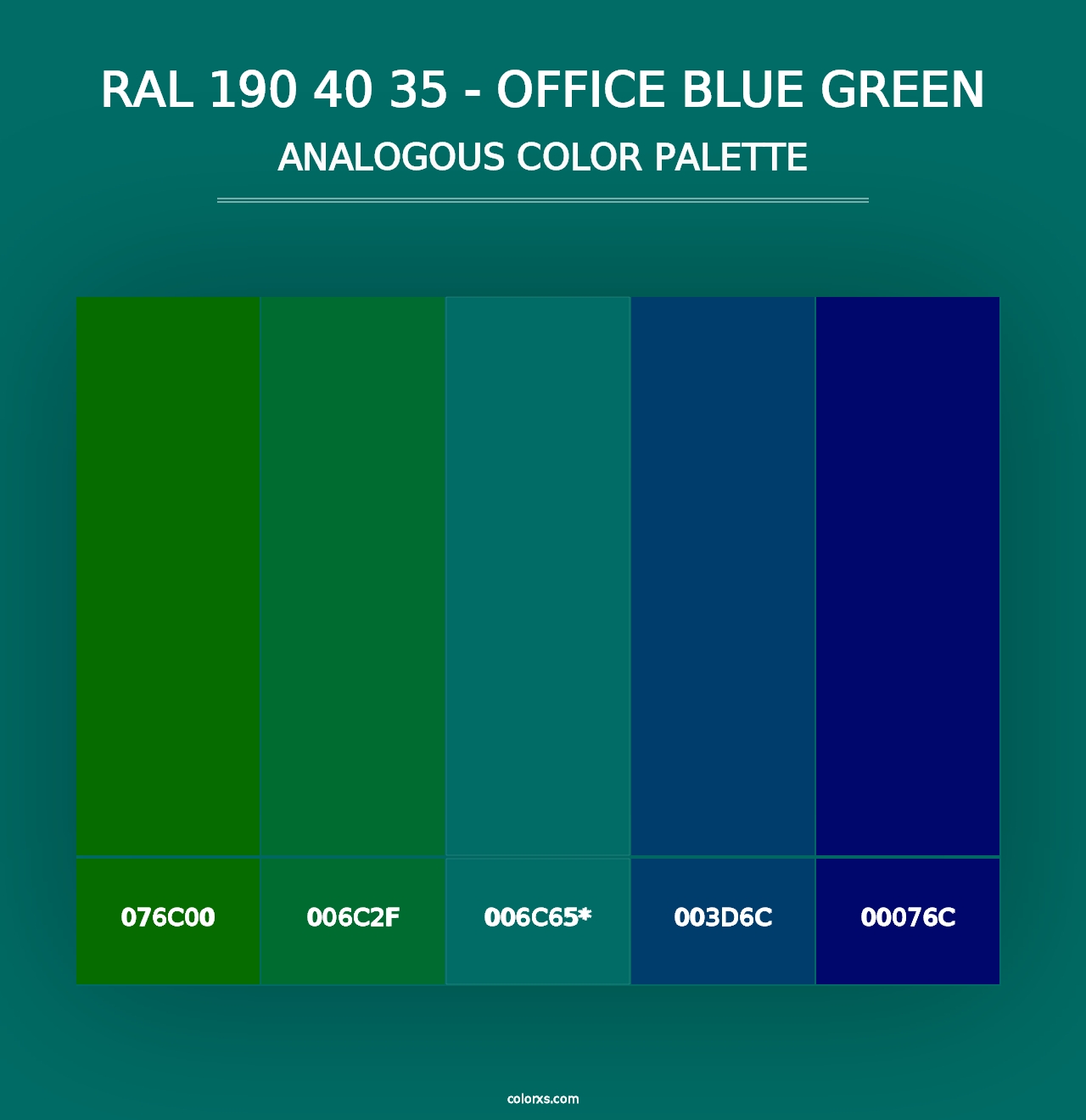 RAL 190 40 35 - Office Blue Green - Analogous Color Palette