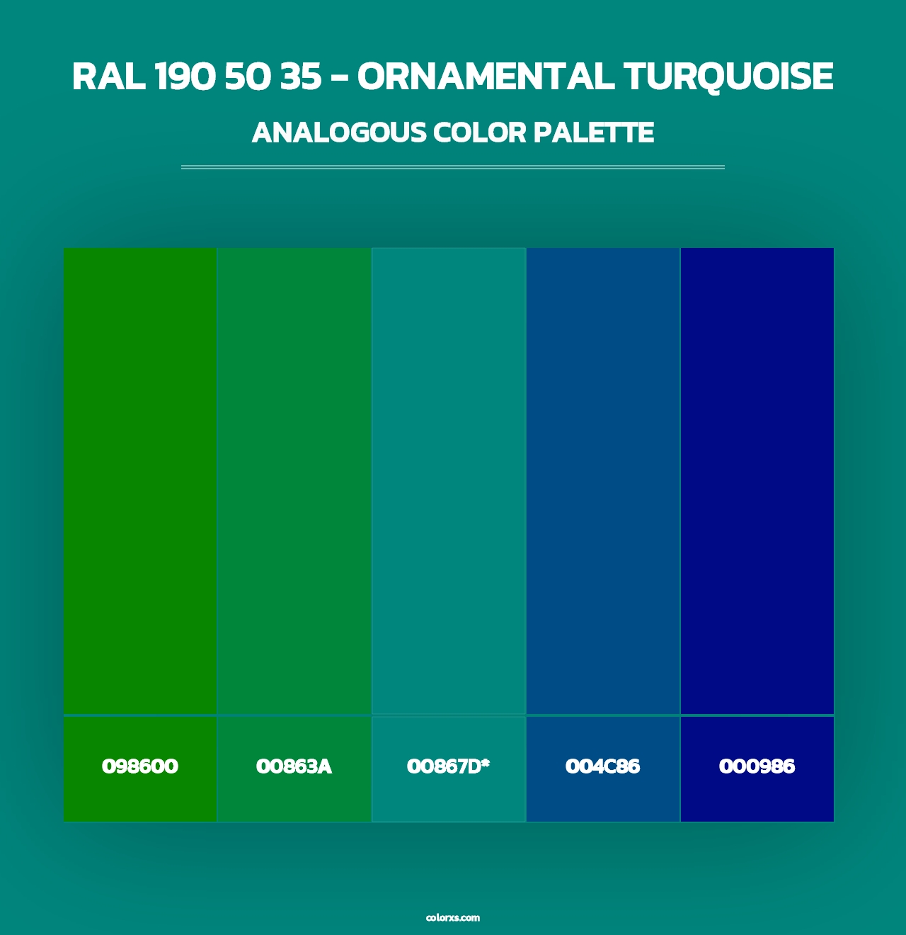 RAL 190 50 35 - Ornamental Turquoise - Analogous Color Palette