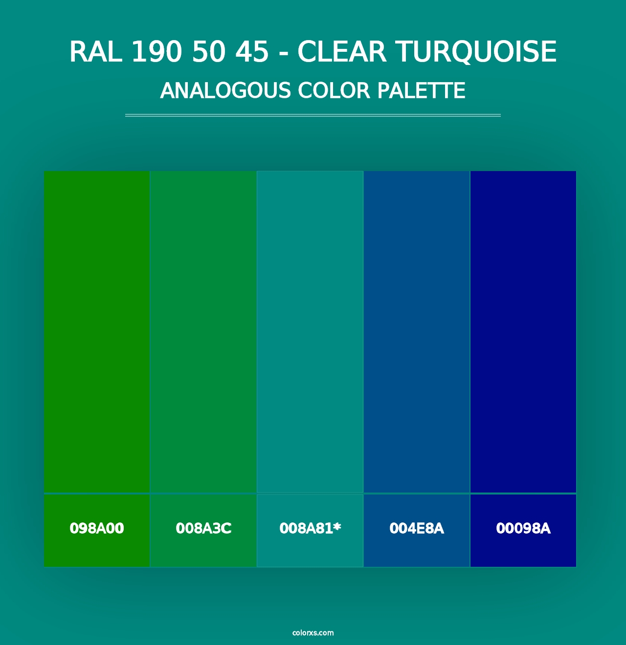 RAL 190 50 45 - Clear Turquoise - Analogous Color Palette