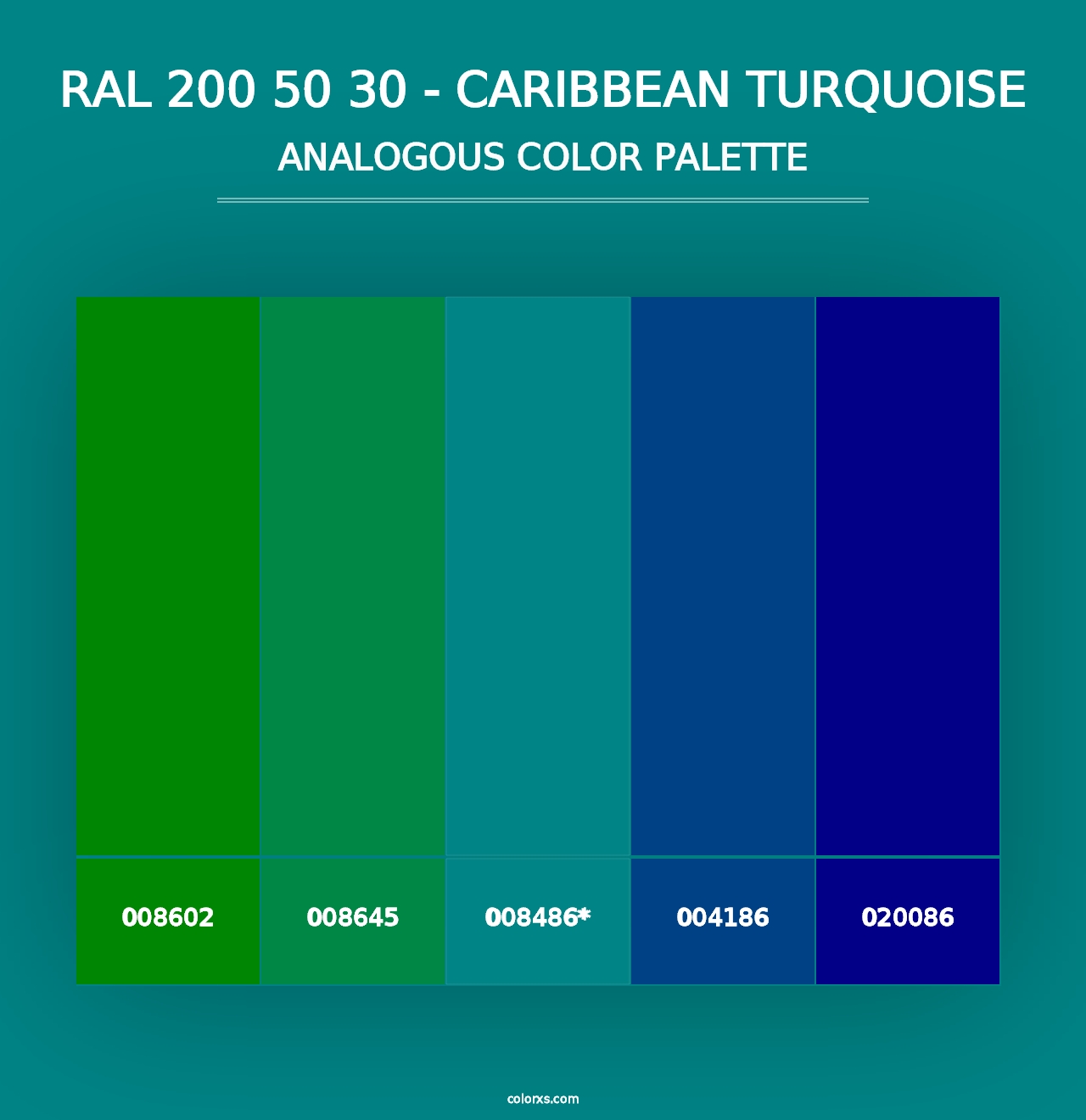 RAL 200 50 30 - Caribbean Turquoise - Analogous Color Palette