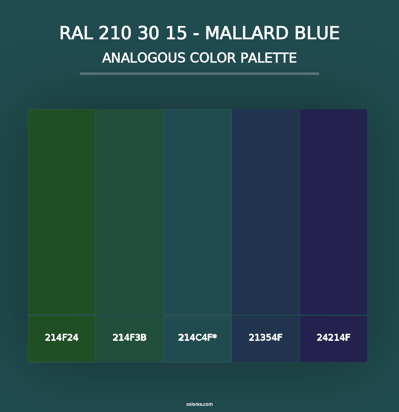 RAL 210 30 15 - Mallard Blue - Analogous Color Palette